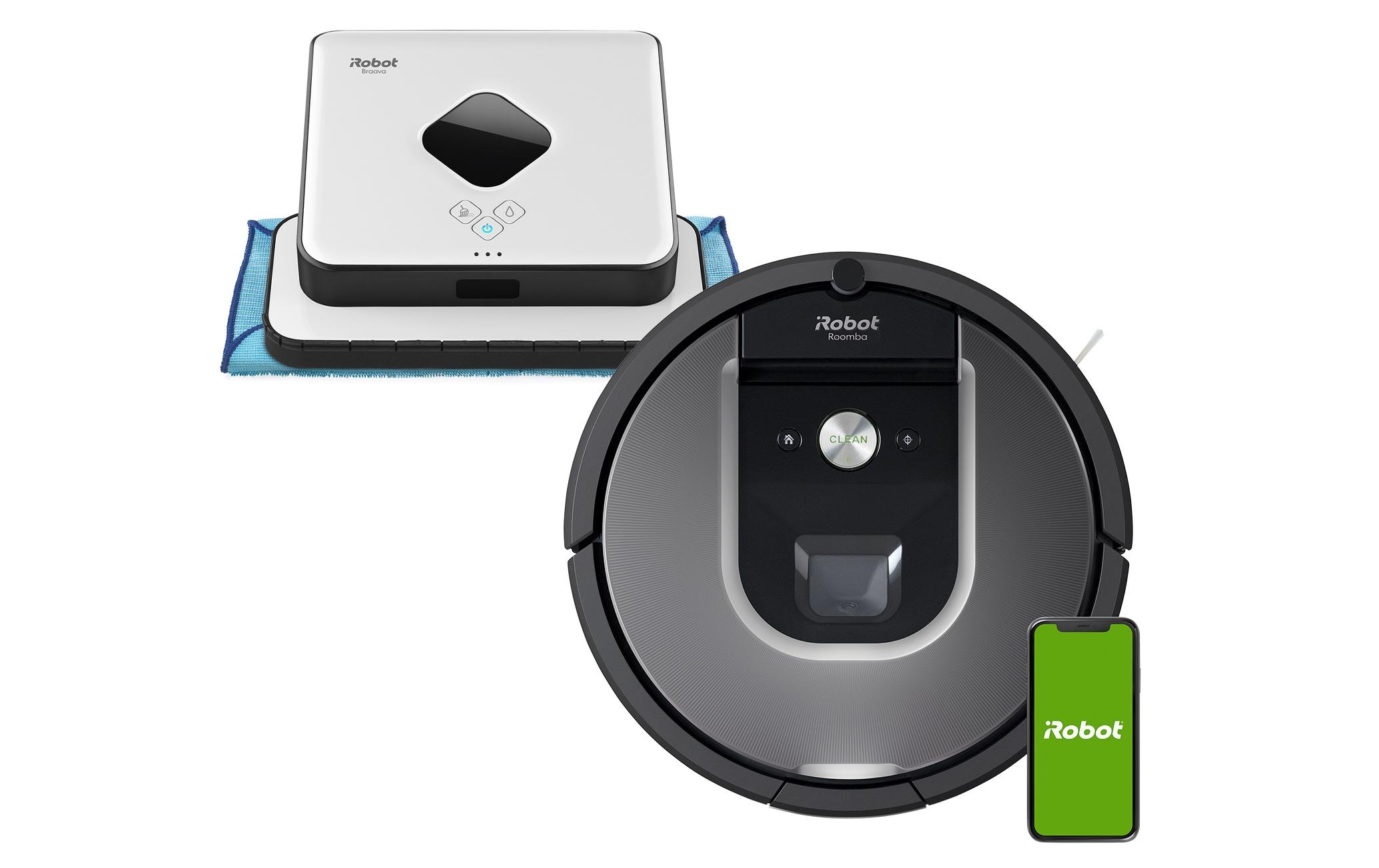 iRobot Saugroboter »Roomba 975 inkl, Wischroboter Braava 390T«, Mit Google Assistant und Amazon Alexa kompatibel