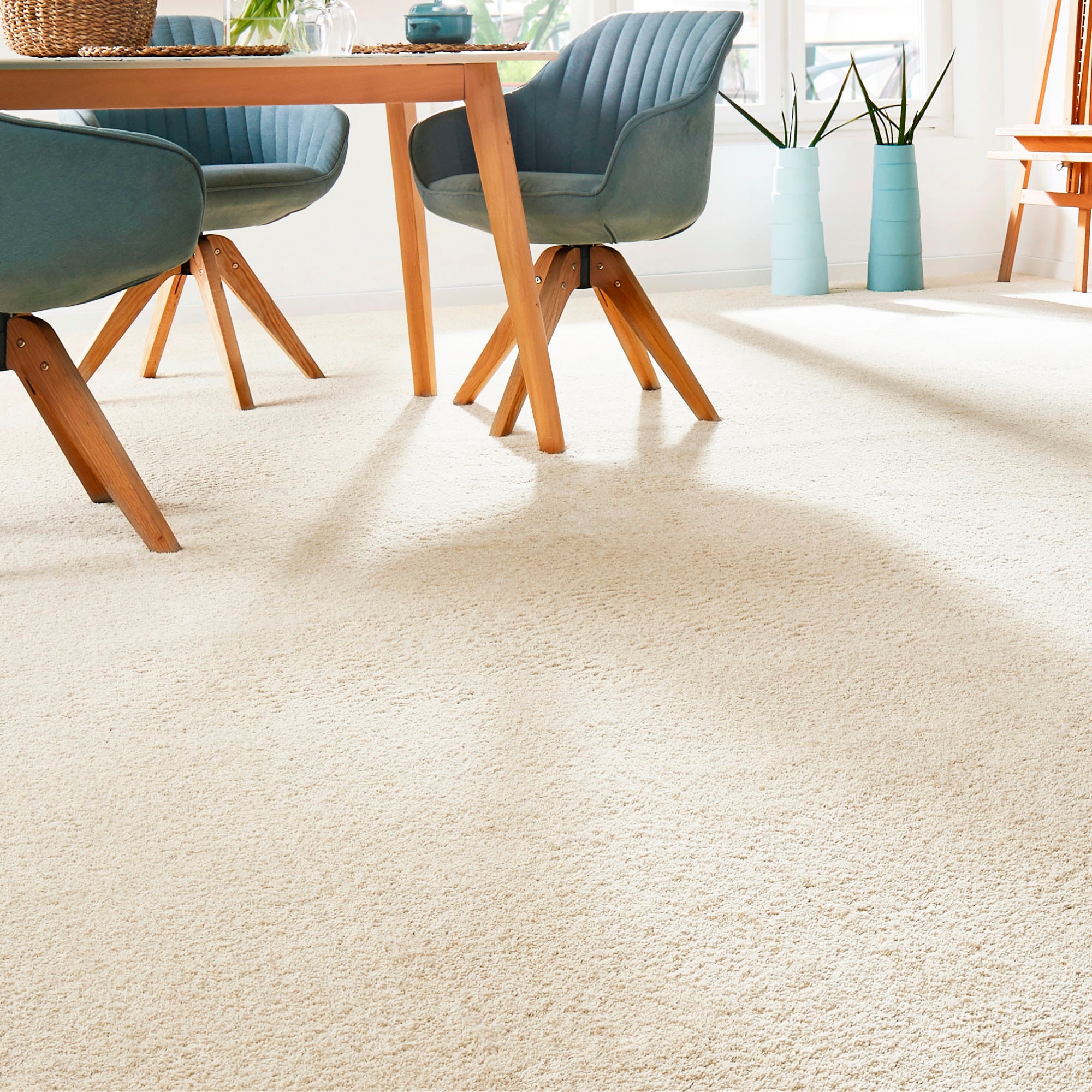 Andiamo Teppichboden »Sophie, Frisee-Velours, Made in Netherlands«, rechteckig, 4,5 mm Höhe, Uni Farben, Breite 400 cm oder 500 cm, strapazierfähig & pflegeleicht