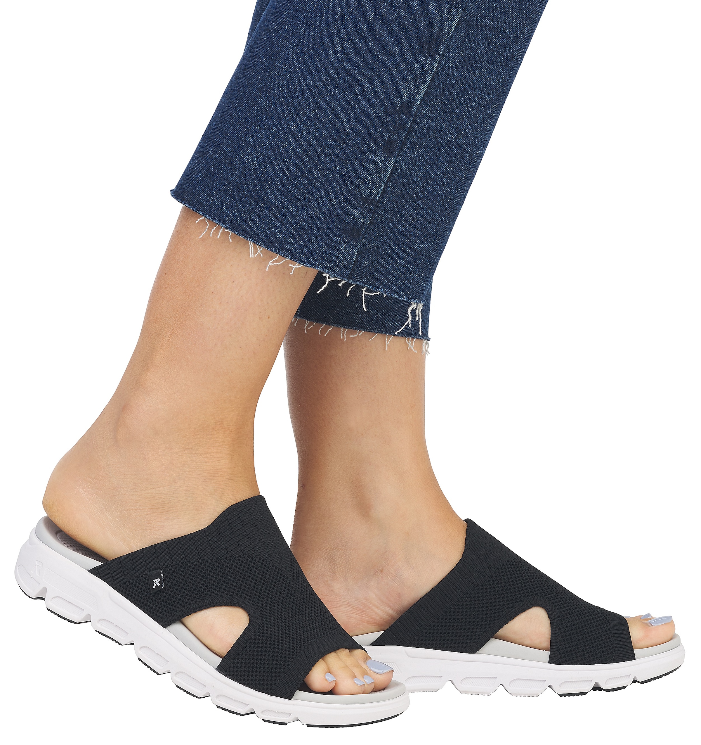 Rieker EVOLUTION Pantolette, Keilabsatz, Sommerschuh, Schlappen mit Gummizug für guten Sitz