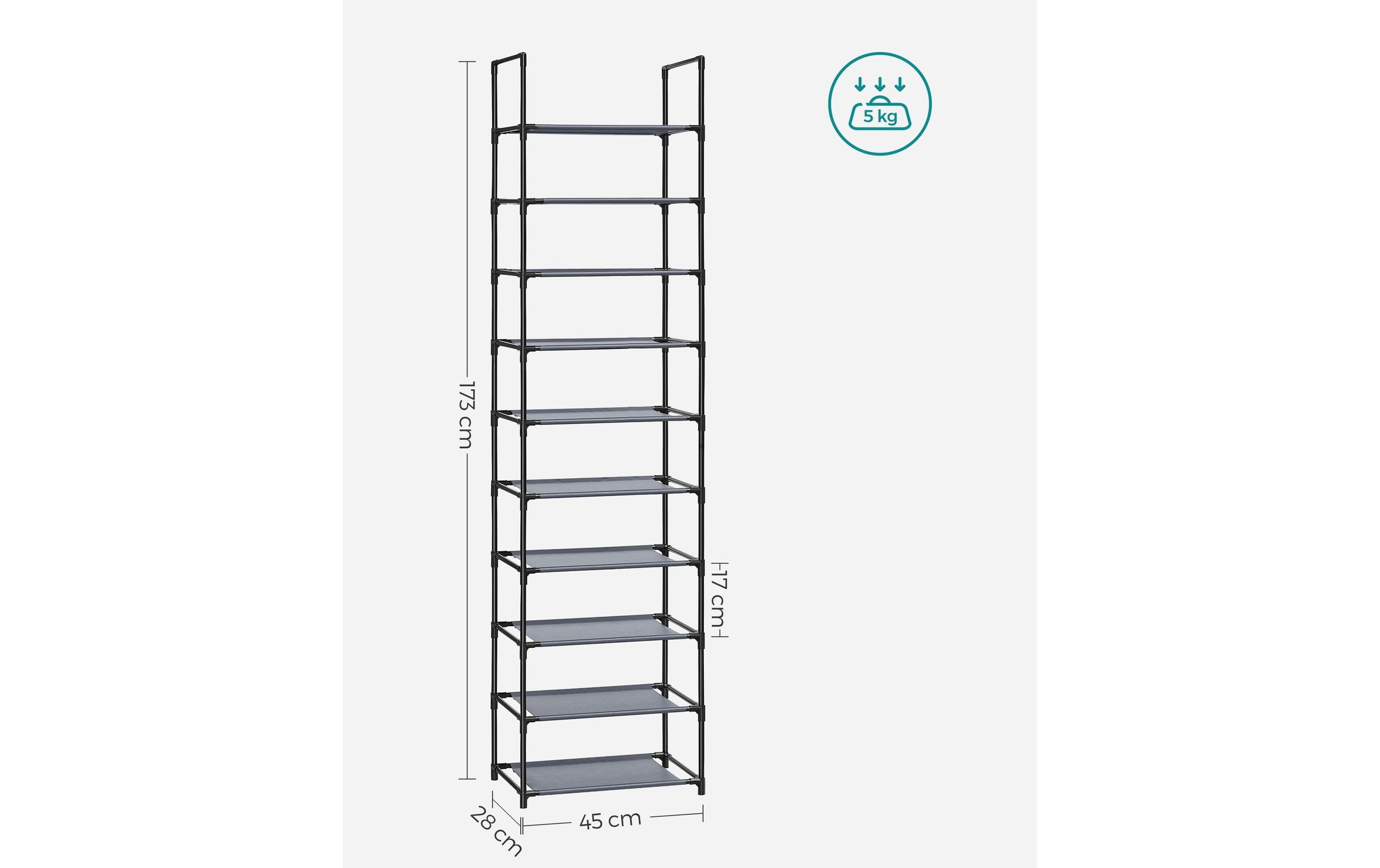 SONGMICS Schuhregal »mit 10 Ablagen 45 x 173 cm«