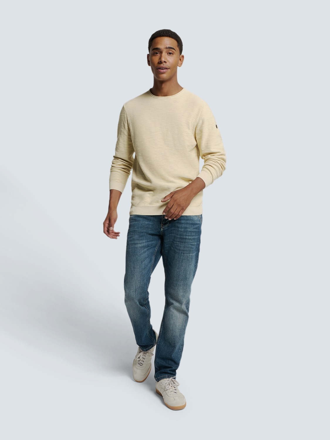 NO EXCESS Rundhalspullover, mit Melange Optik