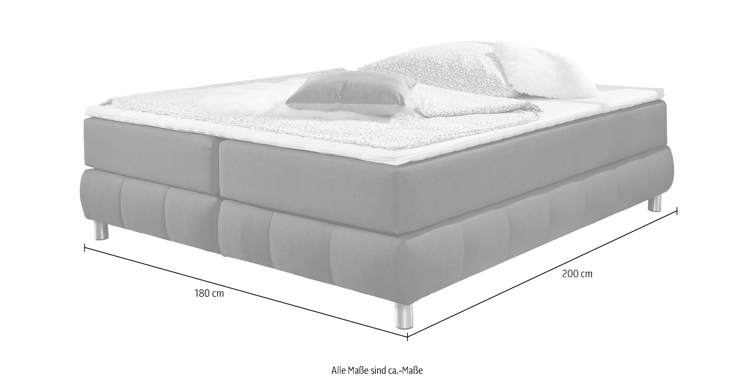 andas Boxspringbett »Salo«, Ohne Kopfteil, inkl. Topper, auch in Überlänge 220 cm