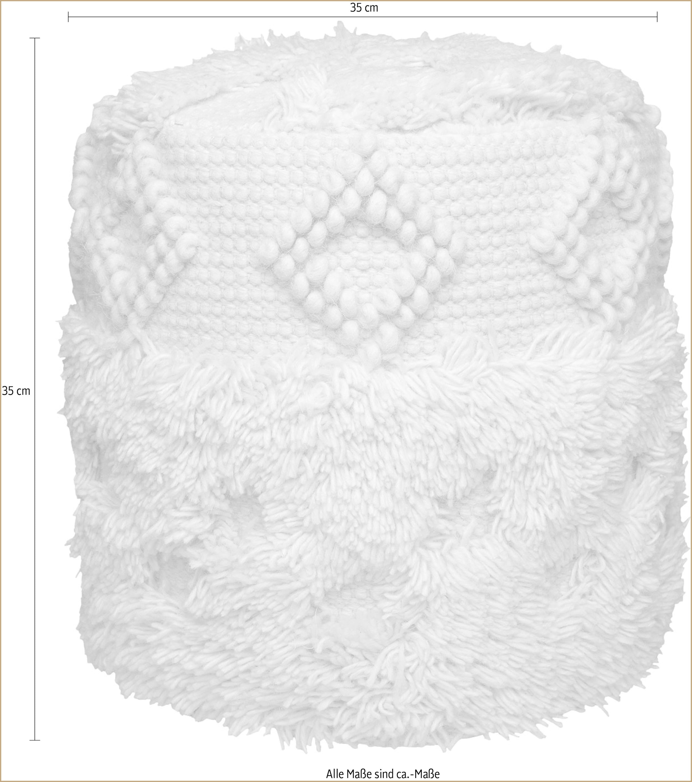 Kayoom Pouf »Bohist 125 35cm x 35cm,  Strukturen mit Fransen und Quasten«, (1 St.), handgefertigt, Unikat, sehr gut kombinierbar, vielfältig im Einsatz