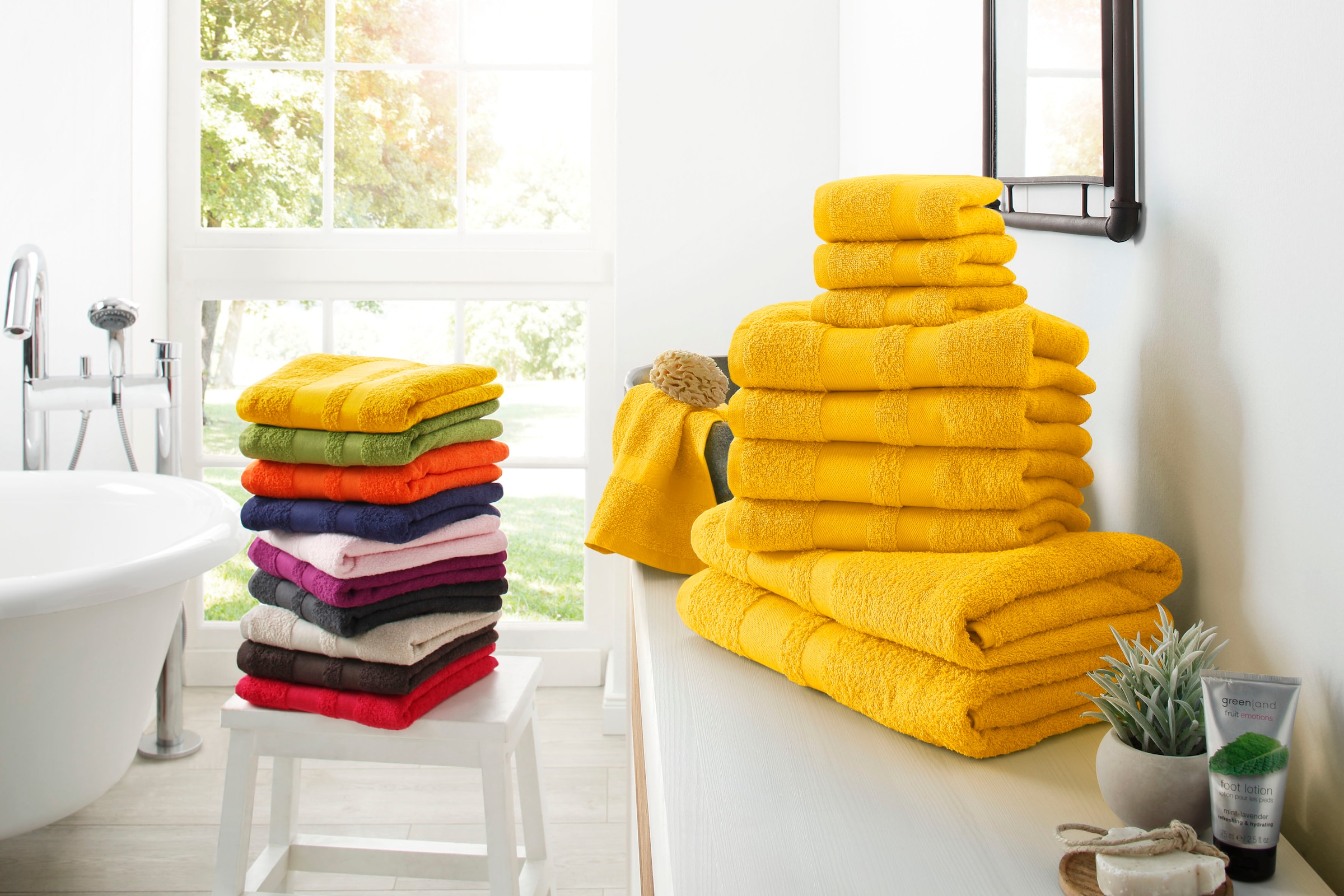 my home Handtuch Jelmoli-Versand Handtücher Set, 10 Walkfrottee, Baumwolle Set aus online tlg., »Vanessa«, Bordüre, shoppen mit Handtuch-Set | 100% einfarbiges