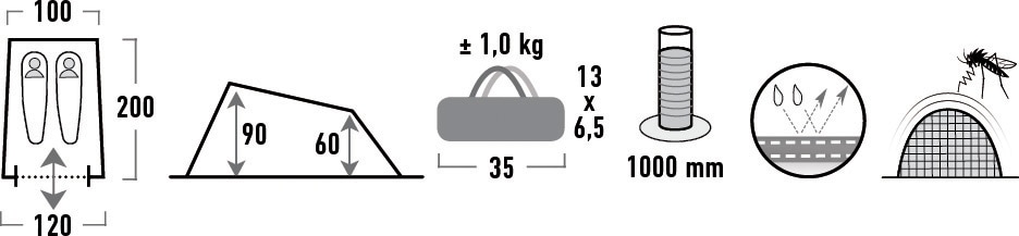 High Peak Hauszelt »Minilite«, 2 St. Personen, (Set, mit Transporttasche)