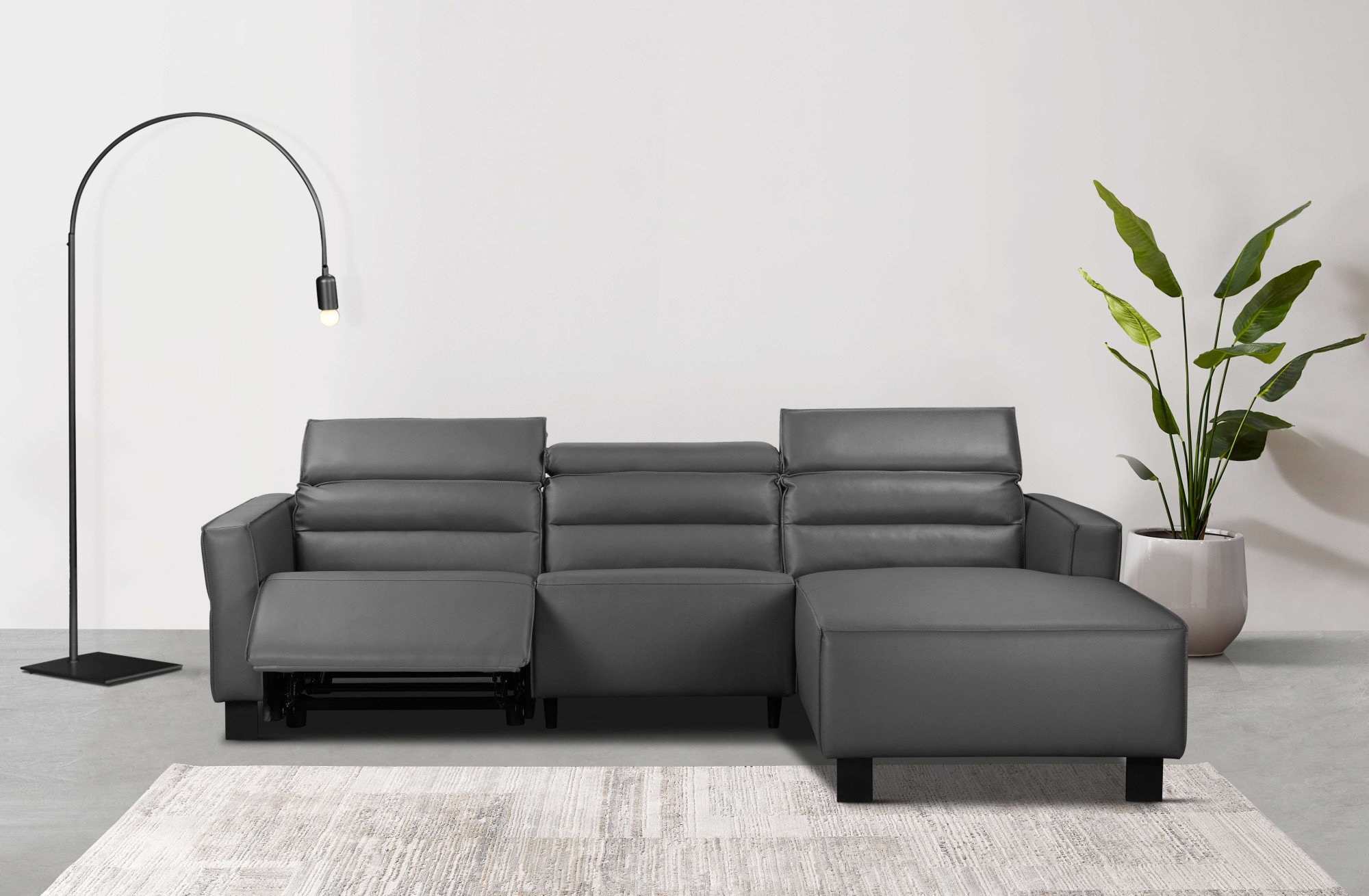 Home affaire Ecksofa "Carpari, L-Form, 263 cm, manuelle o. elektrische Relaxfunktion," USB A/C und Kopfteilverstellung