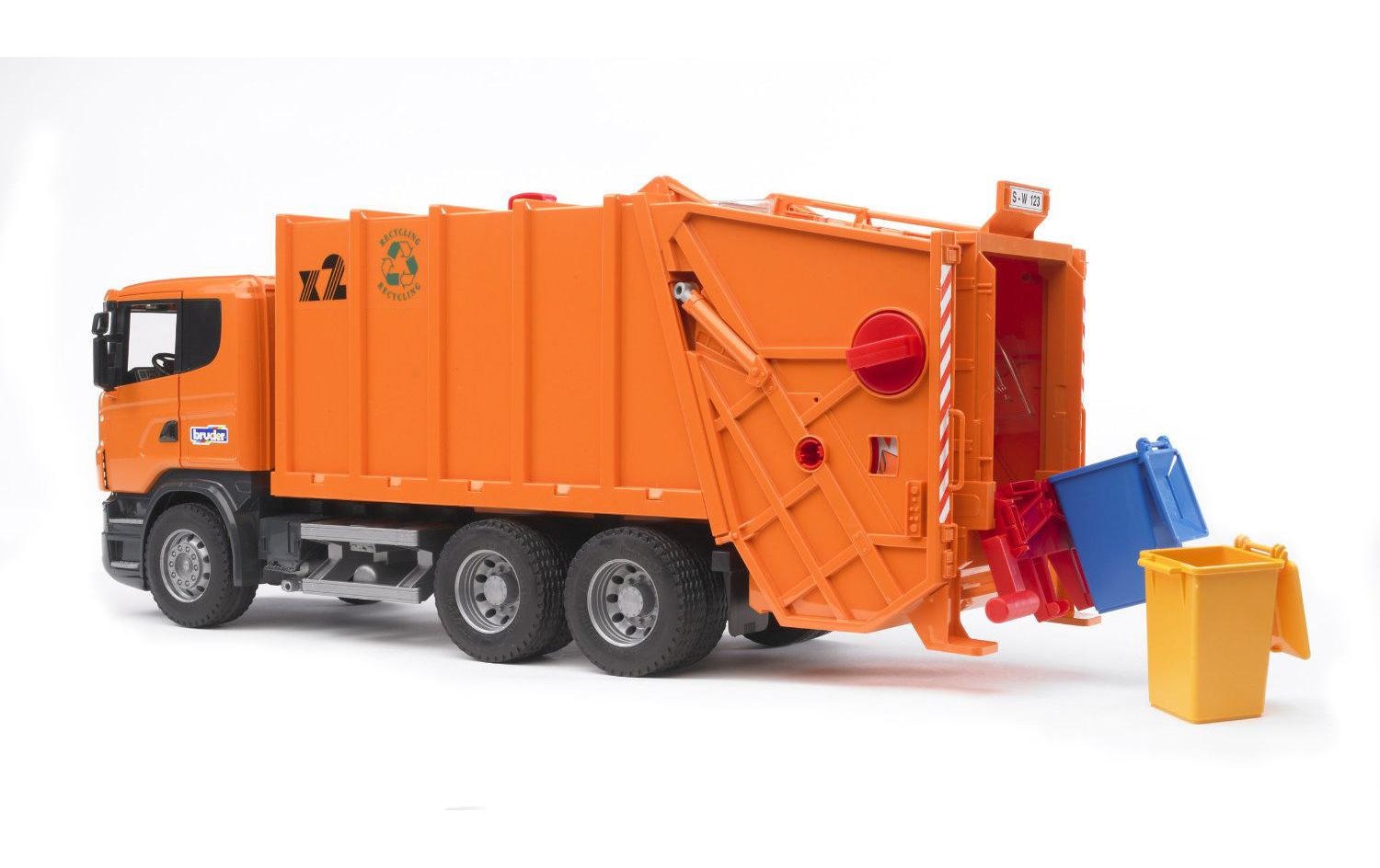 Bruder® Spielzeug-Müllwagen »Scania R-Serie oranger Müll-LKW«