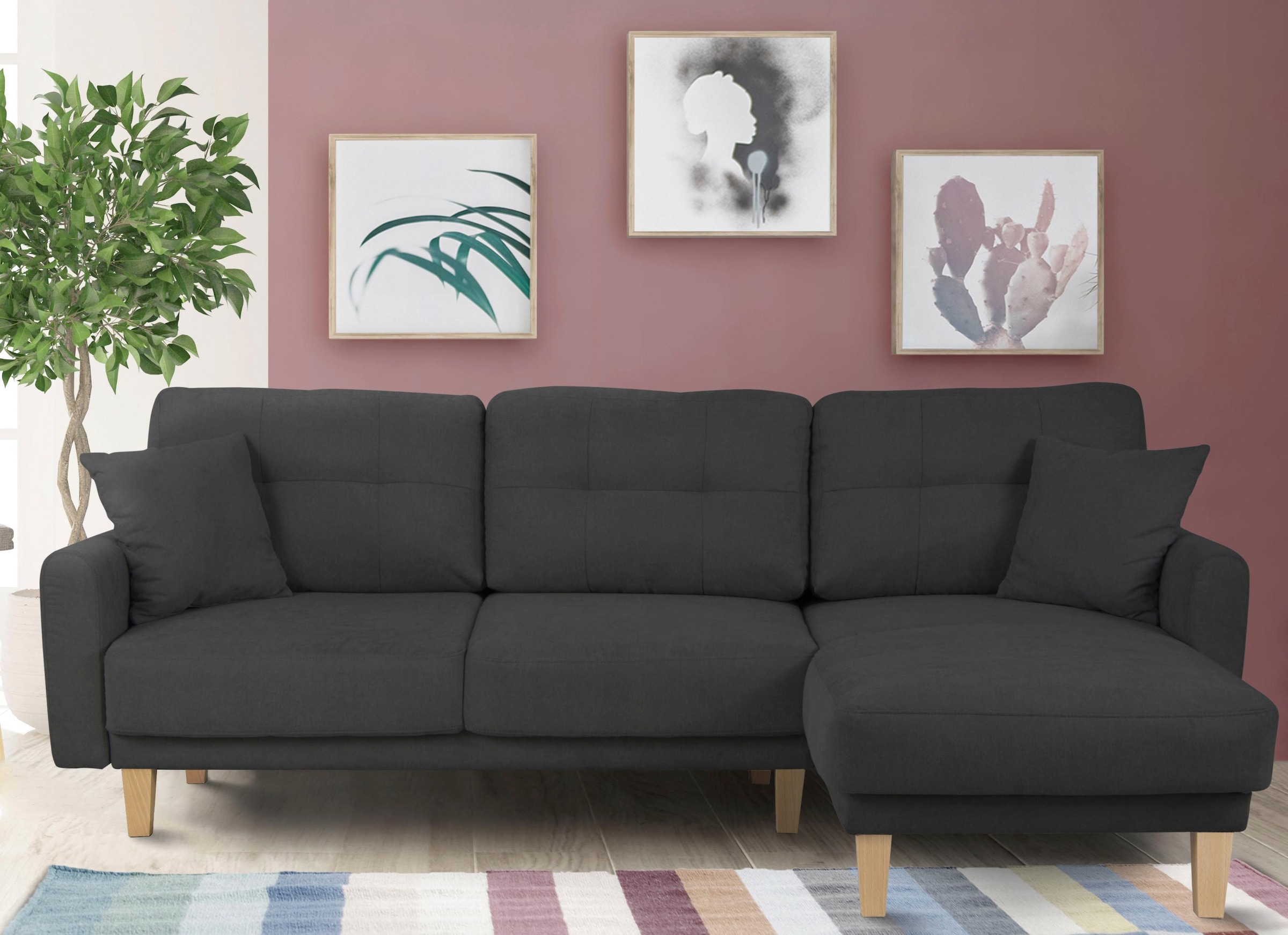 Home affaire Ecksofa »TRIPLO optionale Schlafsofa mit Bettkasten, Masse B/T/H: 234/164/89 cm«, L-Form wahlweise mit Bettfunktion - Liegefläche 132x210 cm