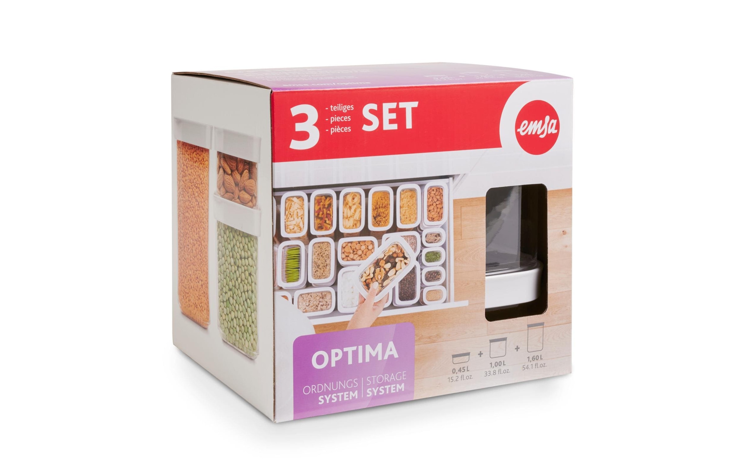 Emsa Vorratsdose »Optima 3 Stück Transparent«, (3 tlg.)
