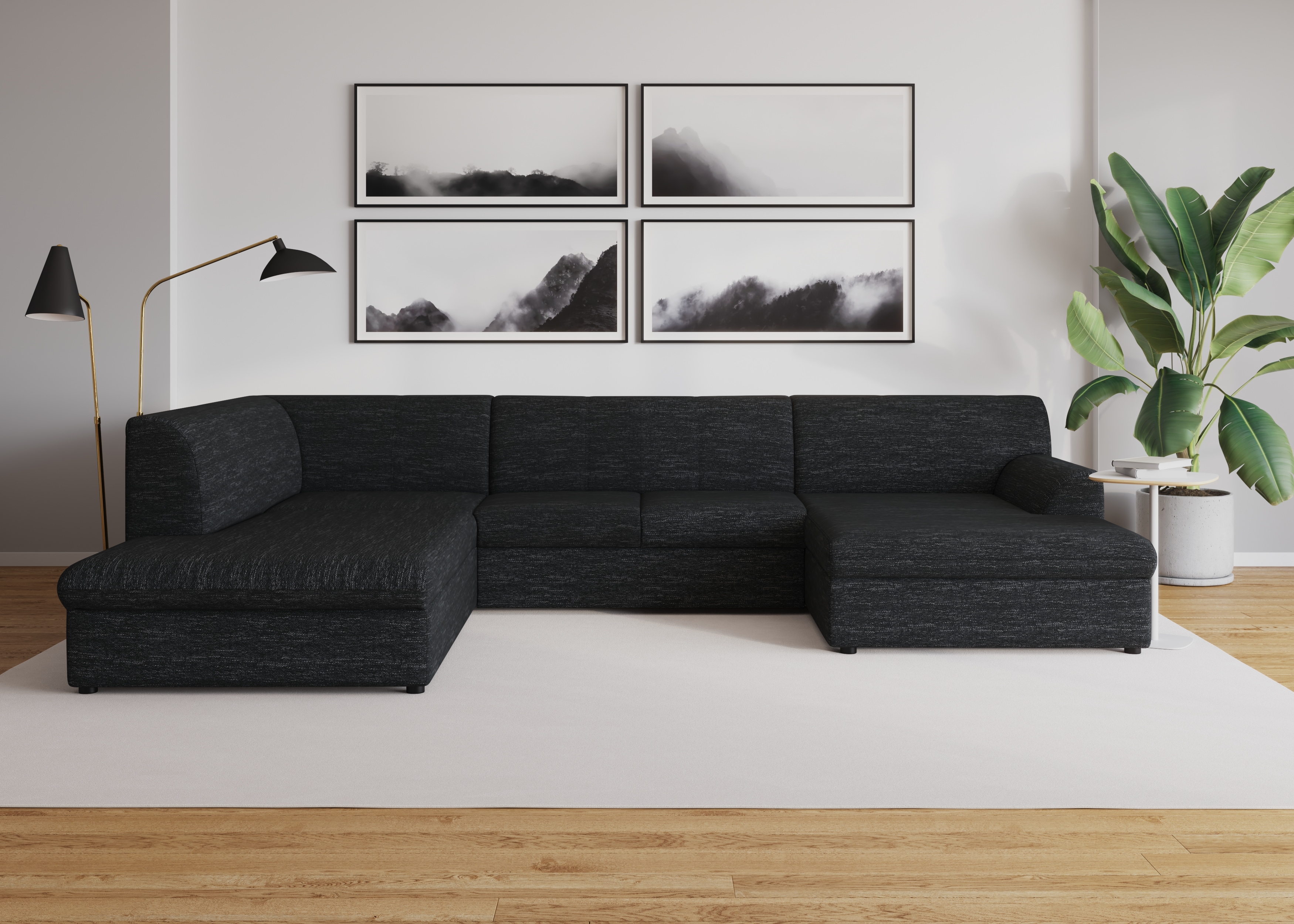 DOMO collection Wohnlandschaft "Topper, elegant & zeitlos, Breite 320cm, komfortabel, U-Form" wahlweise mit Bettfunktion