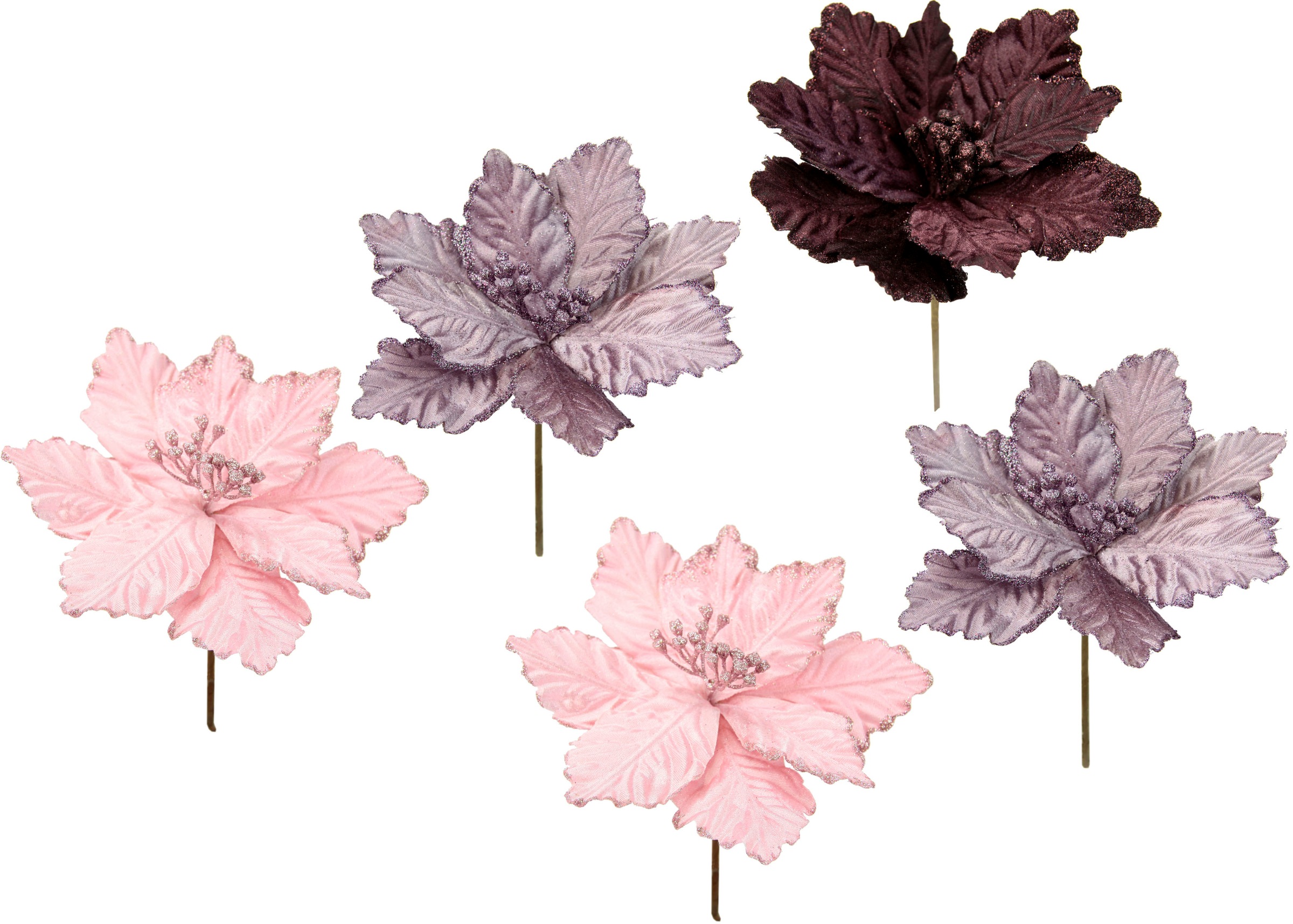 I.GE.A. Kunstblume »Poinsettia«, Kunstblume, Dekoblume, 5er Set