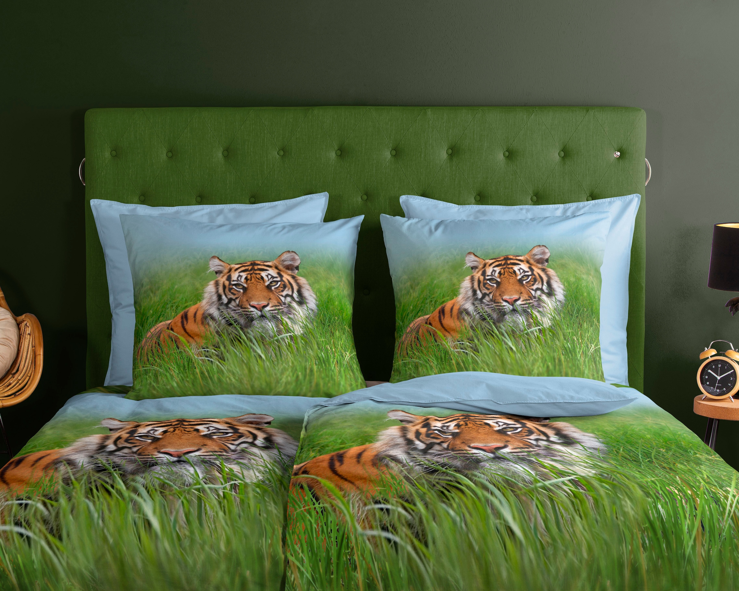 good morning Wendebettwäsche »Silencet«, 100% Baumwolle, 2 Teilig, 135x200, Reissverschluss, Wendeoptik, Tiger
