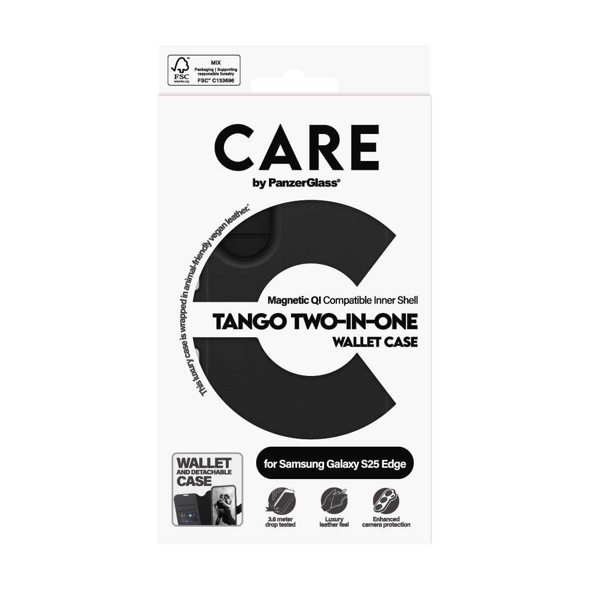 CARE by PanzerGlass Backcover »MagSafe Compatible Tango Two-In-One Wallet Case für Galaxy S25 Edge«, Samsung Galaxy S25 Edge, Backcover, Schutzhülle, Handyschutzhülle, Case, Schutzcase, stossfest