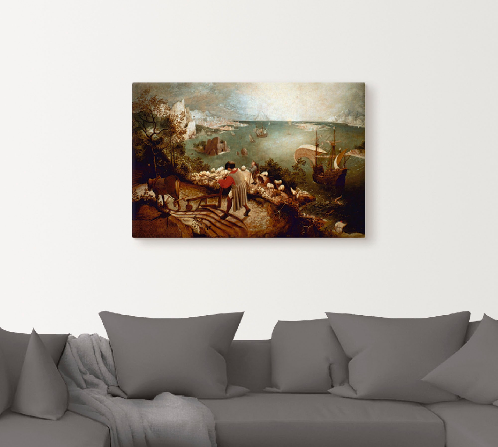 Artland Leinwandbild »Landschaft mit dem Sturz des Ikarus«, klassische Fantasie, (1 St.), auf Keilrahmen gespannt