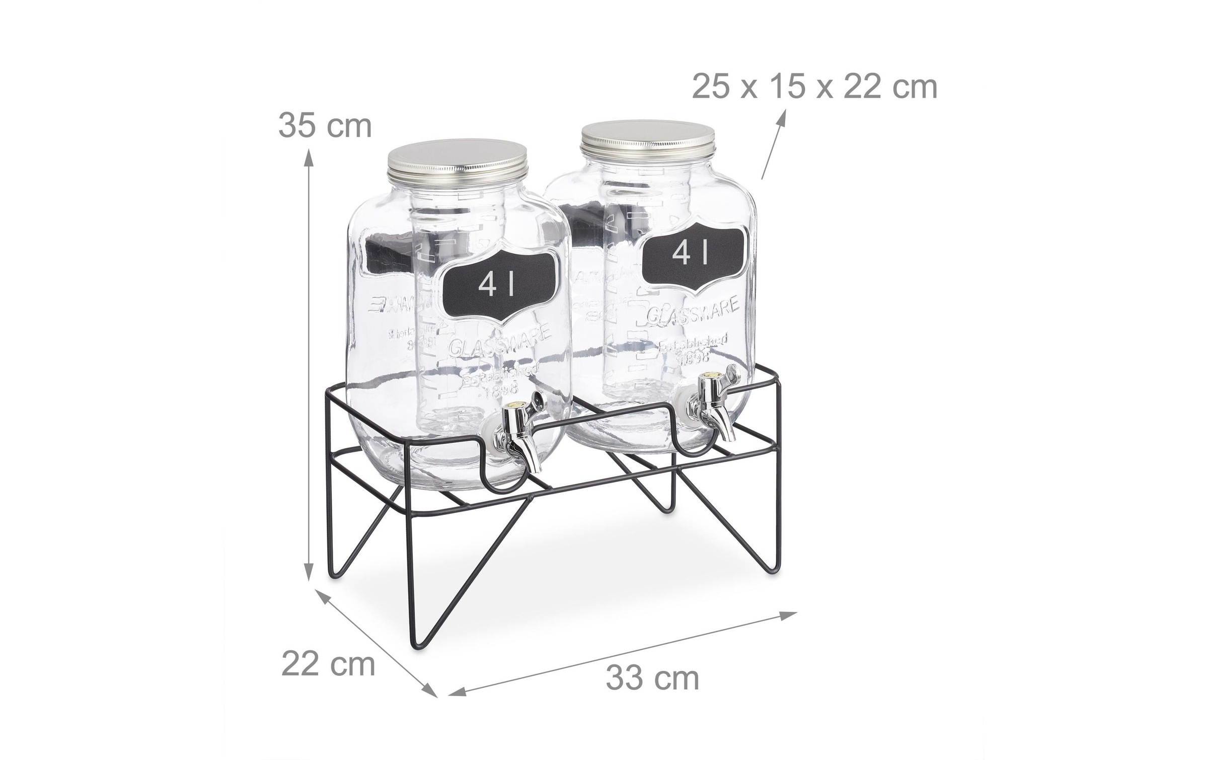 relaxdays Getränkespender »mit Ständer 2er Set, 4 Liter«, (2 tlg.)