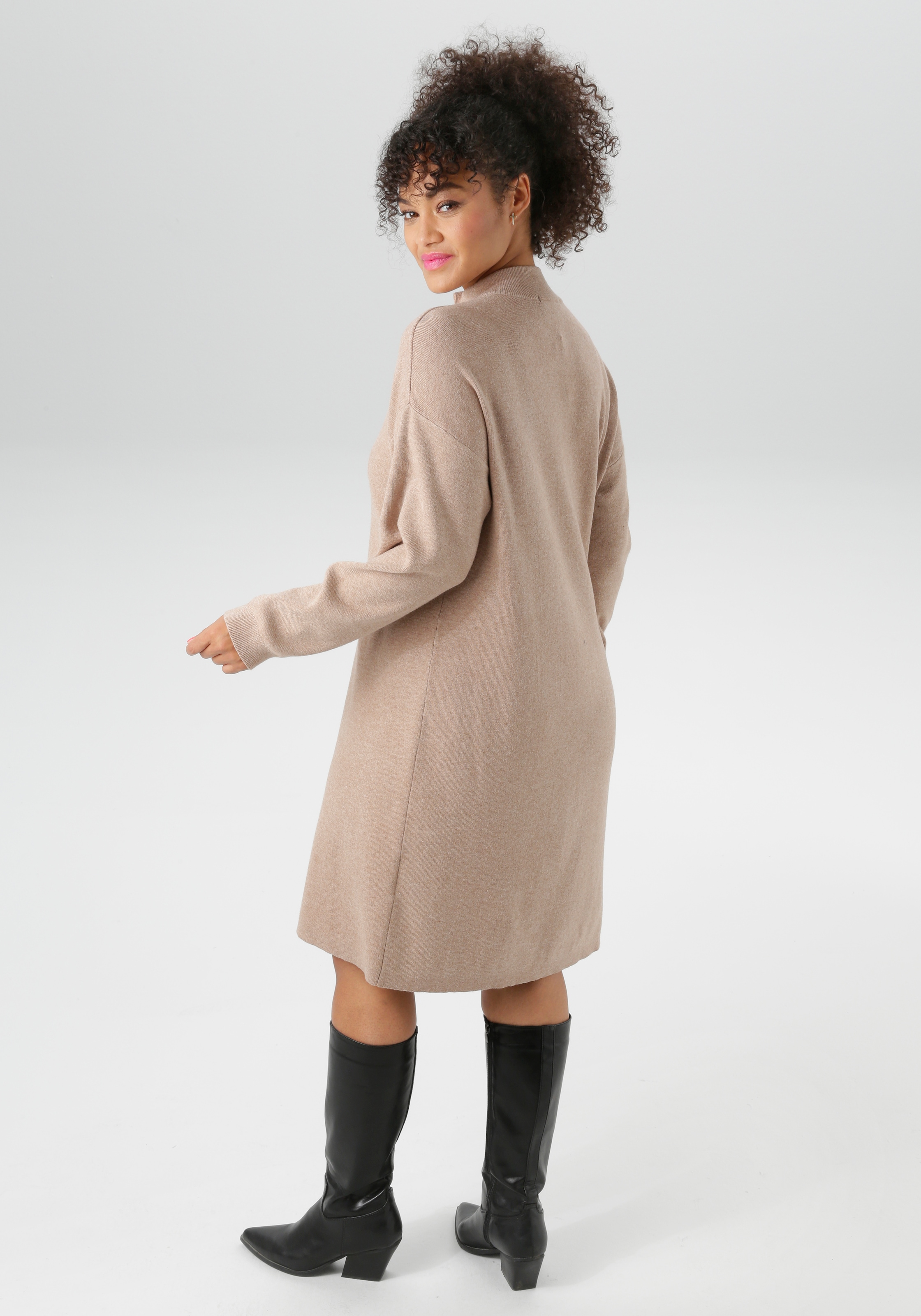 Aniston PLUS Strickkleid, mit Stehkragen und Reissverschluss - NEUE KOLLEKTION