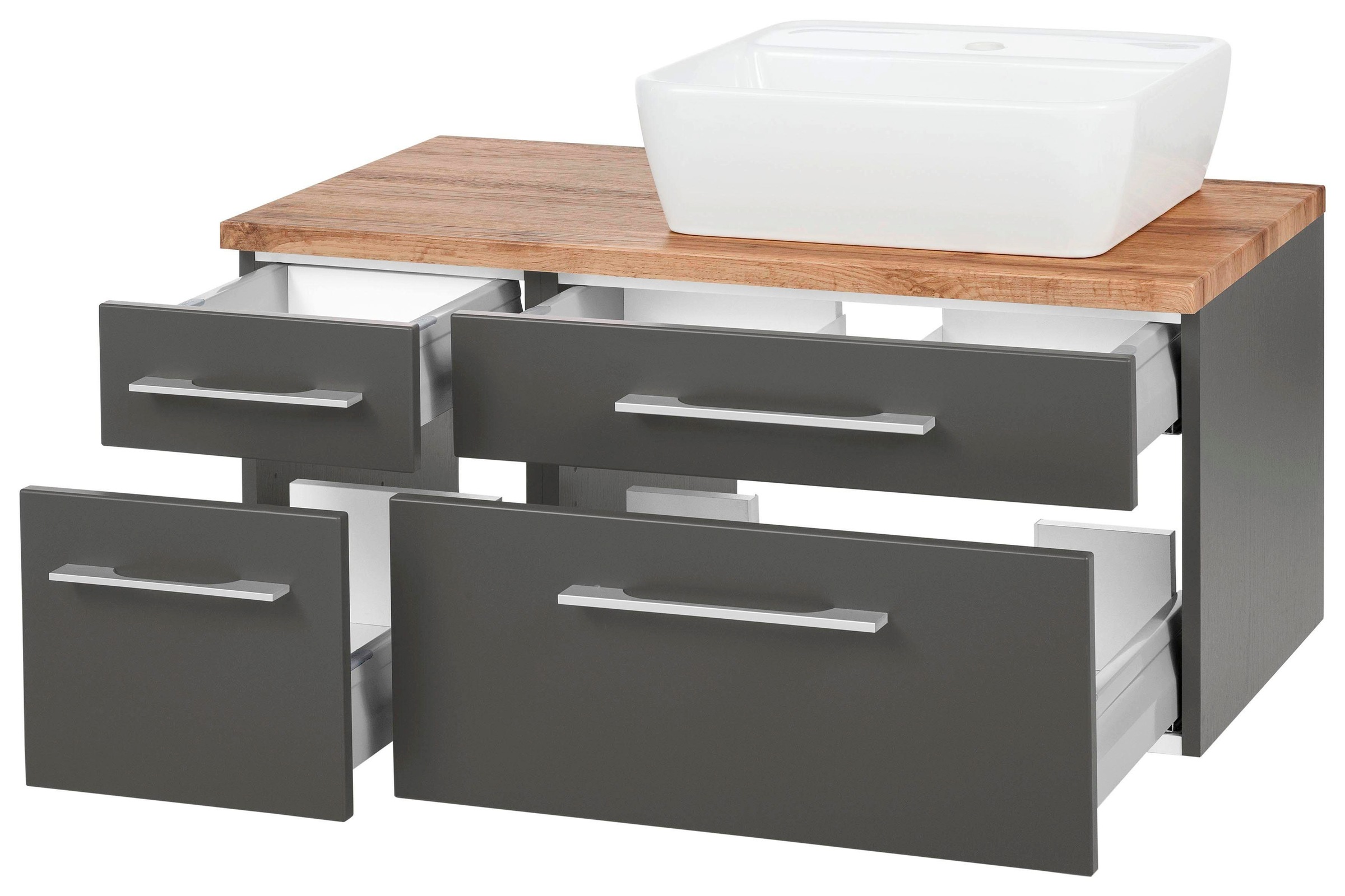welltime Waschbeckenunterschrank "Davos" Badmöbel, Waschtisch inkl. Waschbecken, Breite 90 cm