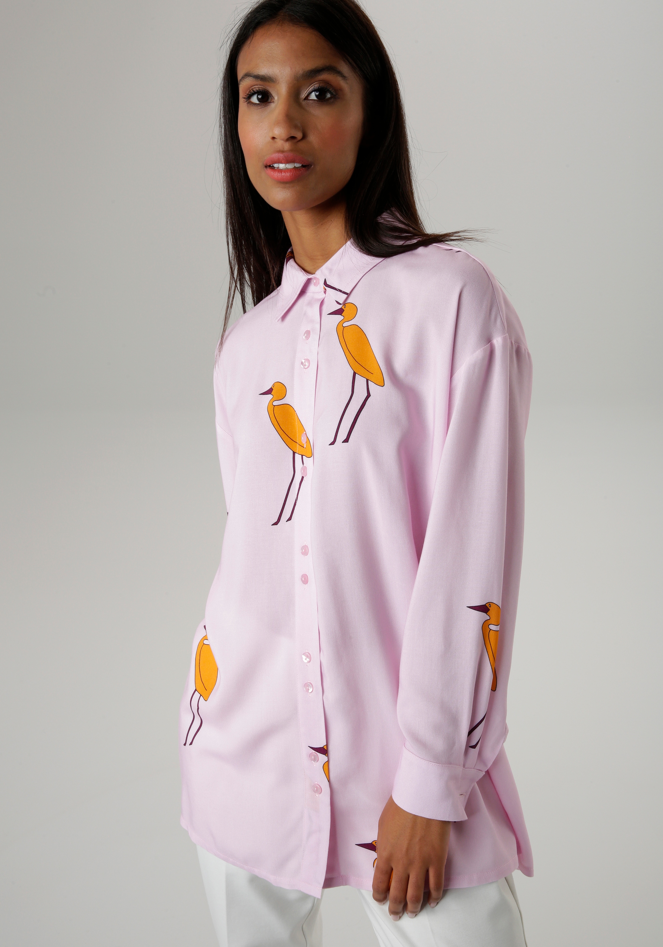 Aniston SELECTED Hemdbluse, mit tierisch gutem Druck und Oversize-Form - NEUE  KOLLEKTION online bestellen | Jelmoli-Versand | Rüschenblusen