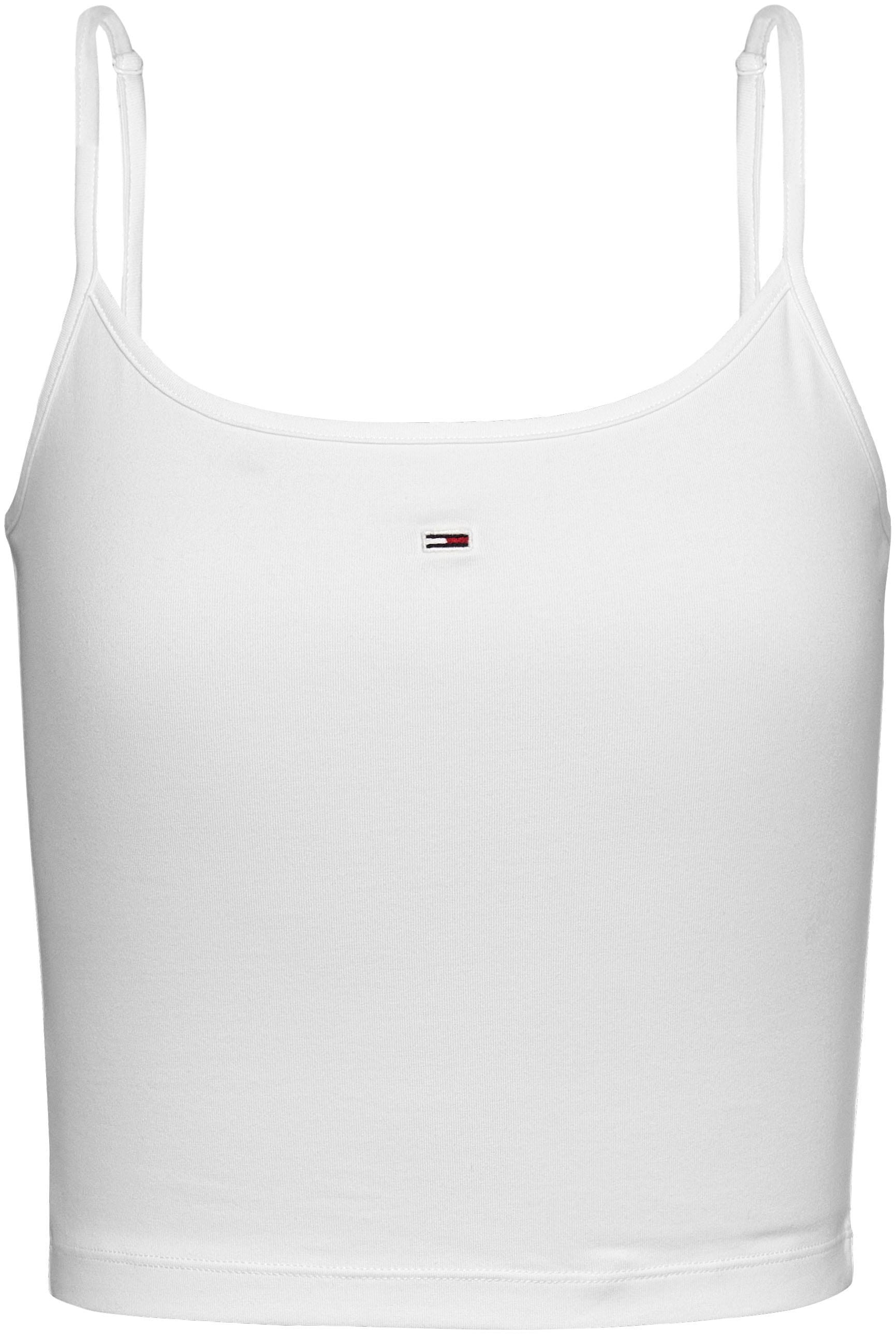 Tommy Jeans Spaghettitop »Crop Essential Strap Tank Top, kurz«, mit verstellbaren Spaghettiträgern Marken Logo