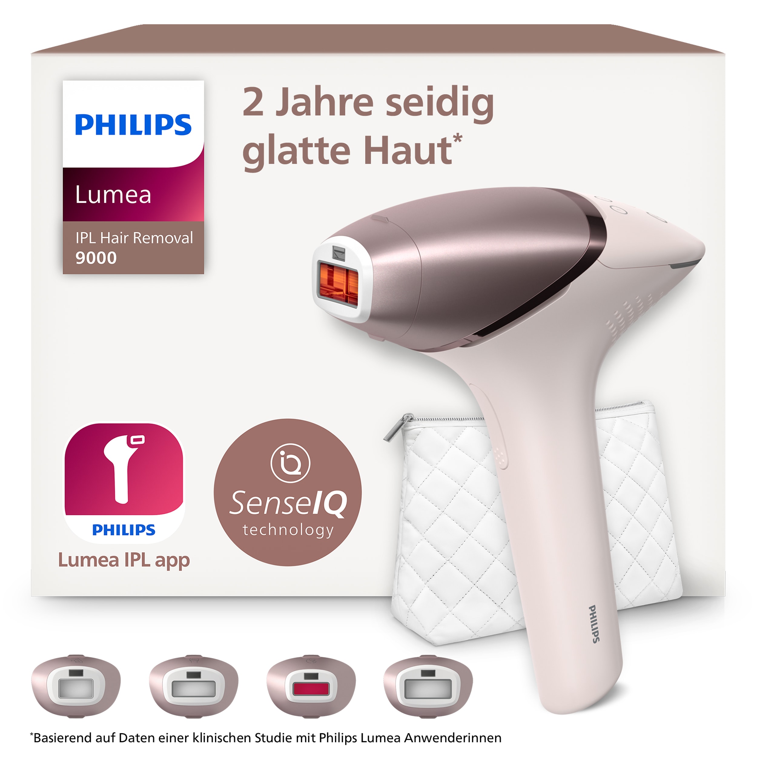 Philips IPL-Haarentferner "Philips Lumea Series 9000 BRI958/00" 450.000 Lichtimpulse 4 Aufsätze (Achseln, Bikinizone, Körper und Gesicht), kabellos