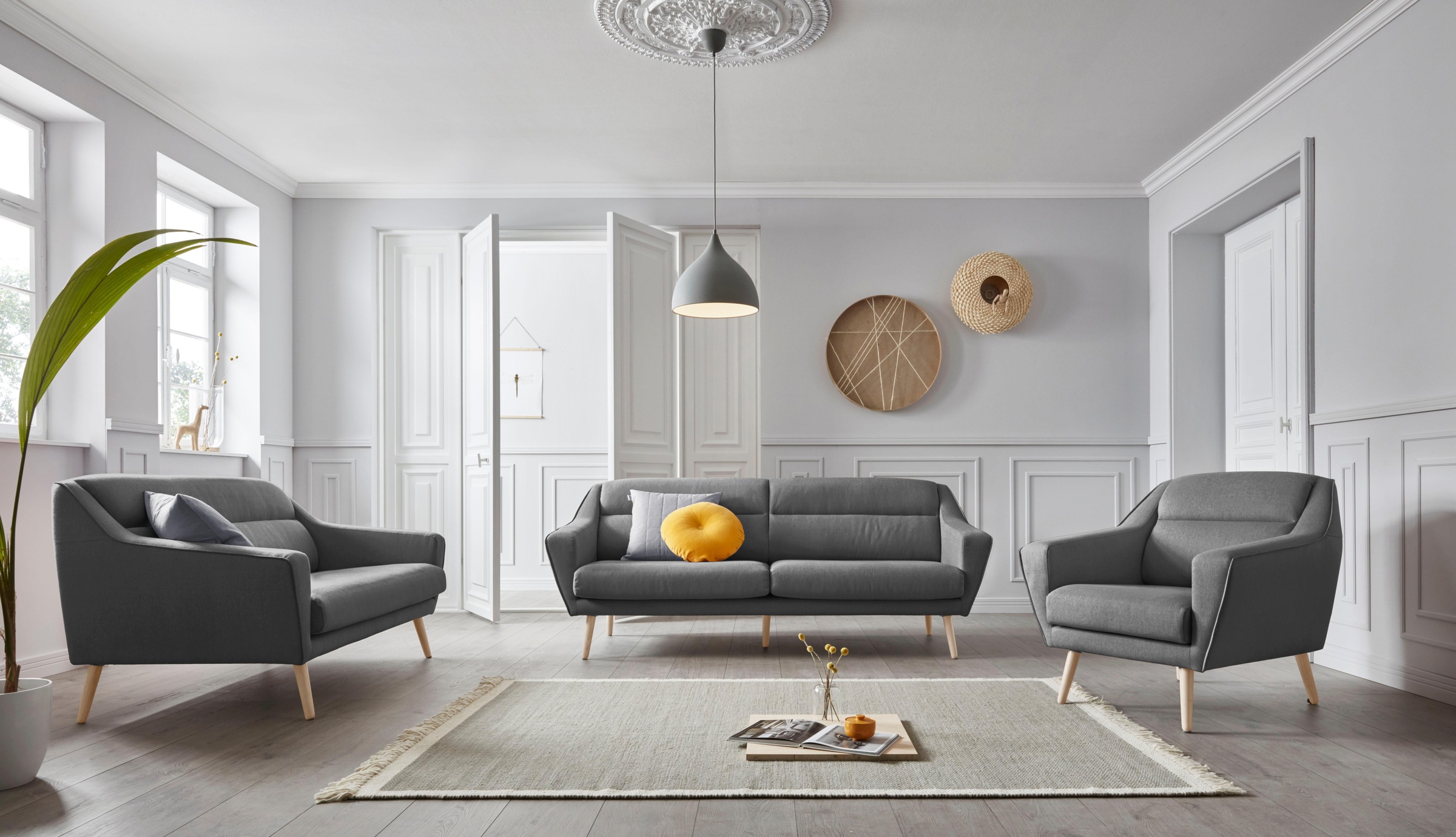 andas 3-Sitzer »Bille«, mit Naht im Rückenkissen und Eiche-Beinen, Design by Morten Georgsen