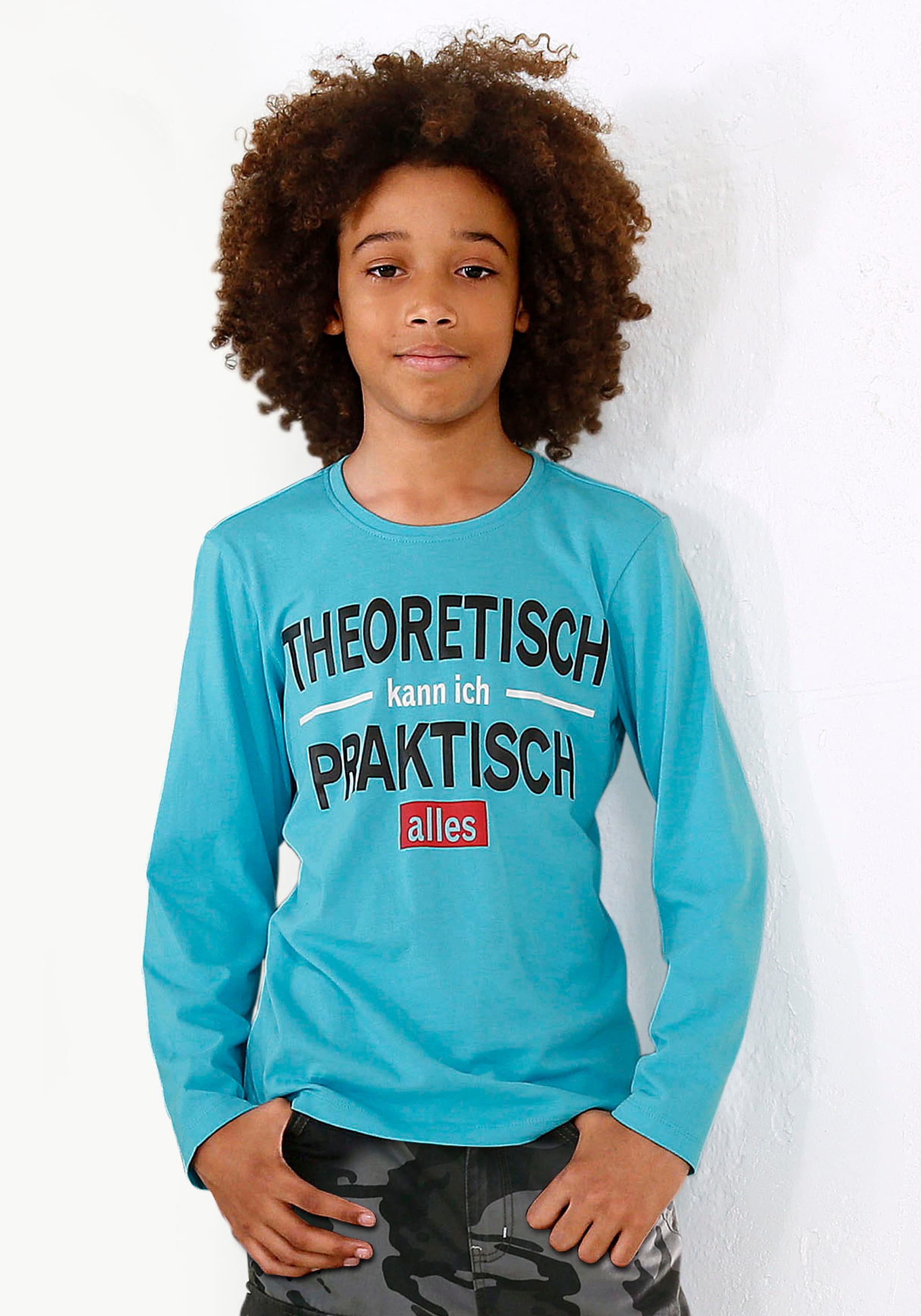 ✵ KIDSWORLD PRAKTISCH online »THEORETISCH KANN Spruch Langarmshirt ICH Jelmoli-Versand | bestellen ALLES«