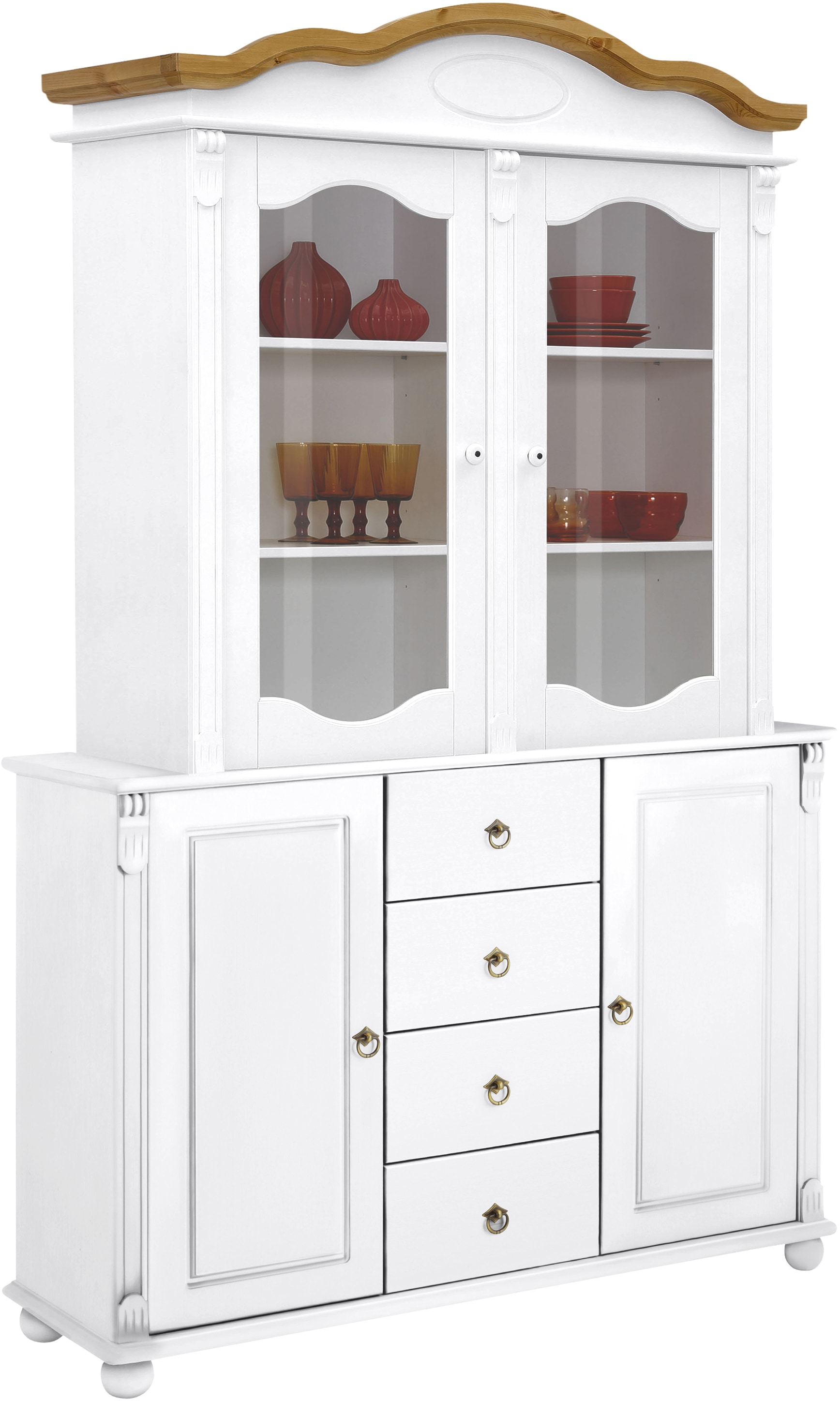 Home affaire Aufsatzschrank »Tessin«, Vitrinen-Aufsatz, Breite 115 cm, aus massiver Kiefer, FSC®