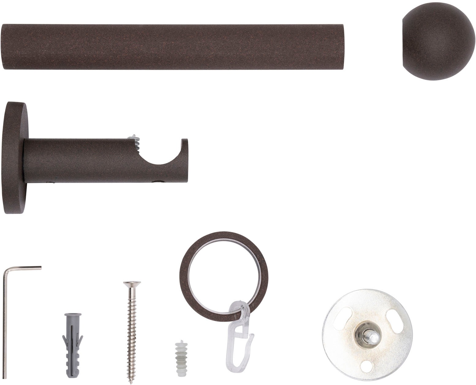 mydeco Gardinenstange »20mm Ball Wandträger 6,5 cm«, 1 läufig-läufig, Fixmass