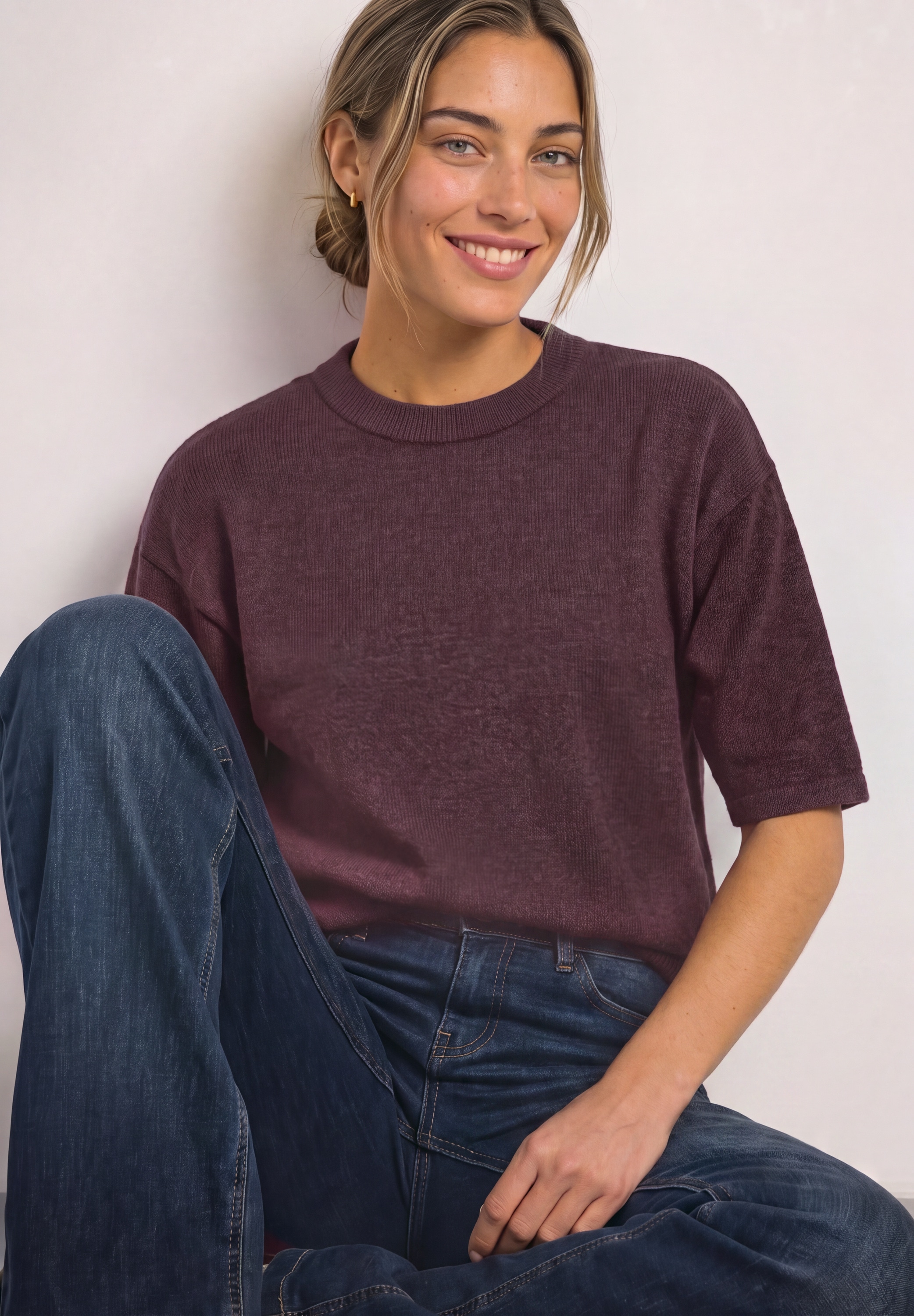 STREET ONE Strickpullover 3/4-Arm Pullover mit Rundhals