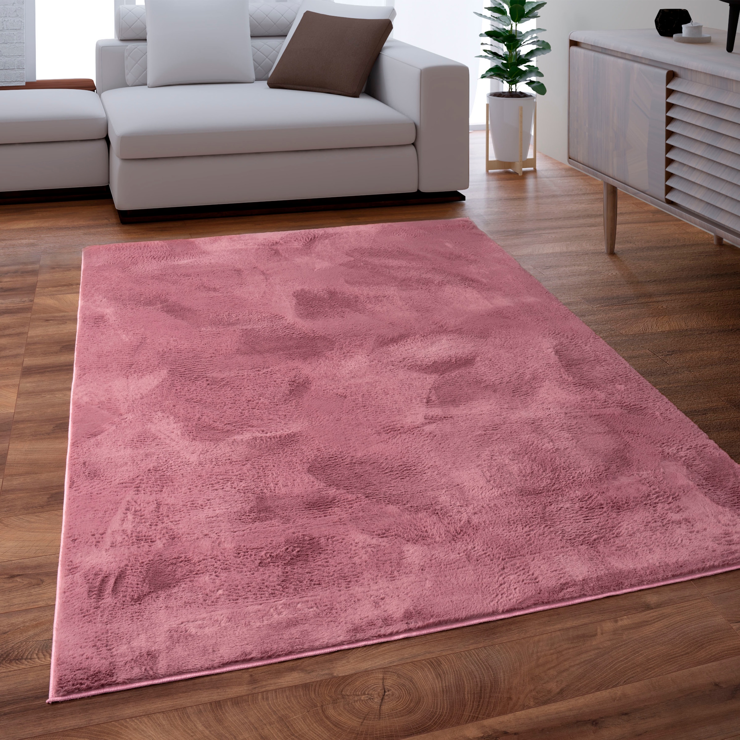 Paco Home Fellteppich »Kunstfell Soft 380«, rechteckig, Langflor, Kuschelteppich - besonders weich, Uni-Farben