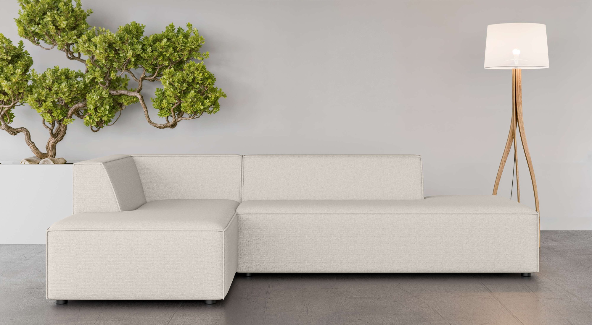 GOODproduct Ecksofa "Ecksofa Cavan mit Ottomane links oder rechts bestellbar" L-Form mit Wellenunterfederung, Masse B/T/H: 270/180/72 cm