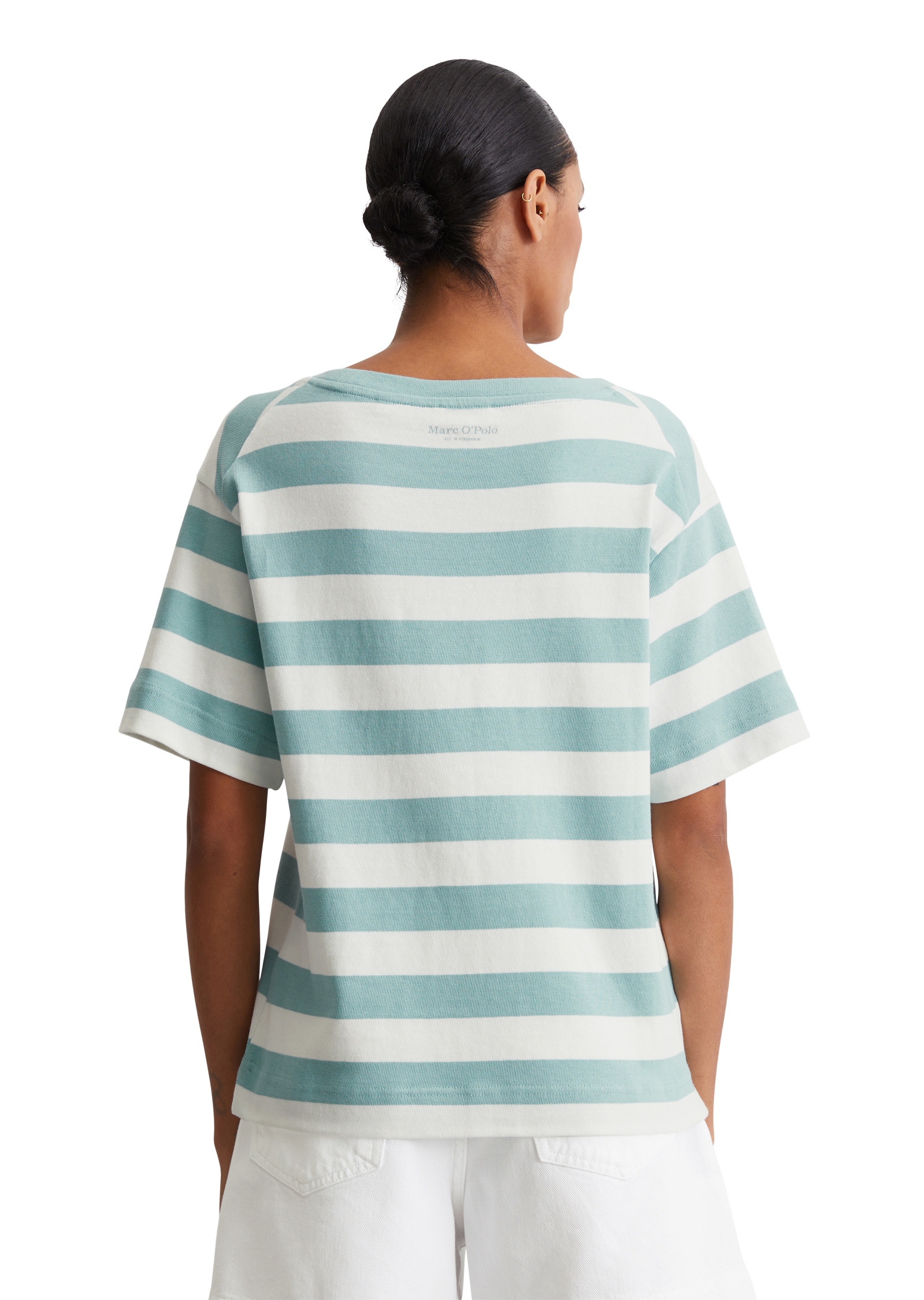 Marc O'Polo T-Shirt, seitliche Schlitze, geringelt