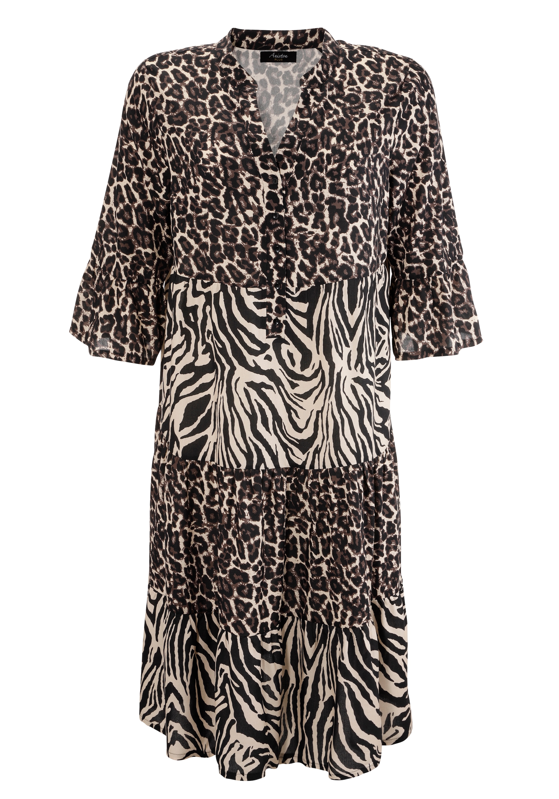 Aniston PLUS Midikleid, im extravaganten Animal-Zebra-Printmix