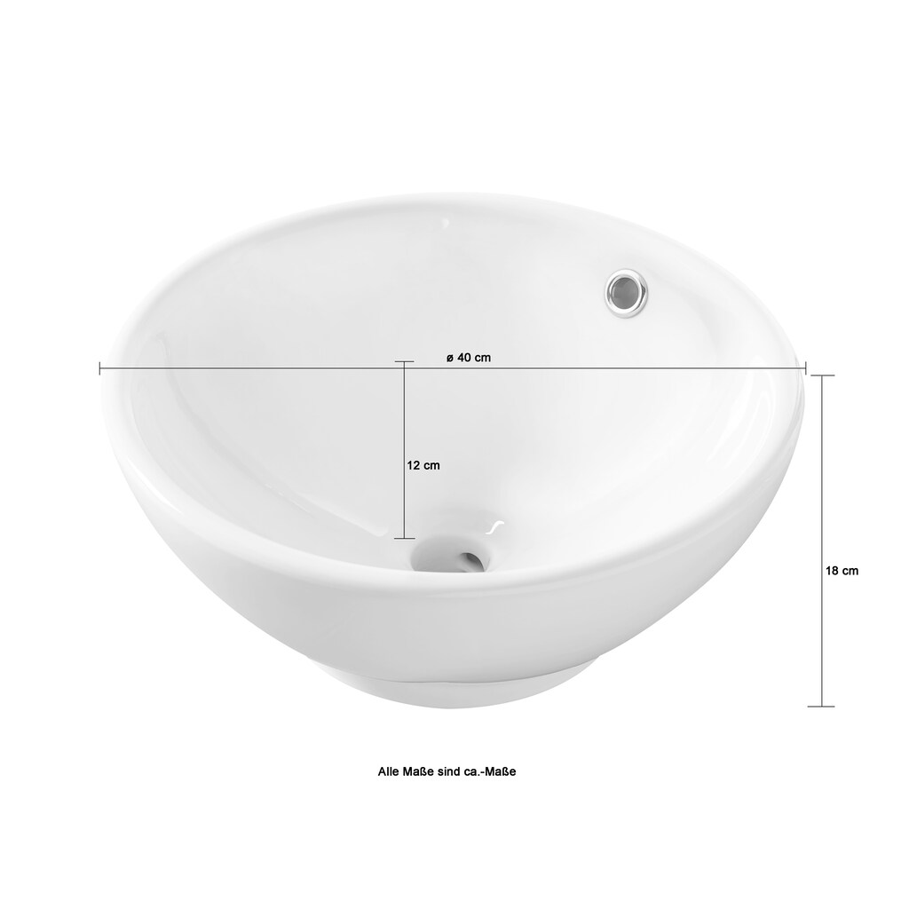 welltime Aufsatzwaschbecken »Ivera«, mit Überlauf, rund, 40 cm, Durchmesser