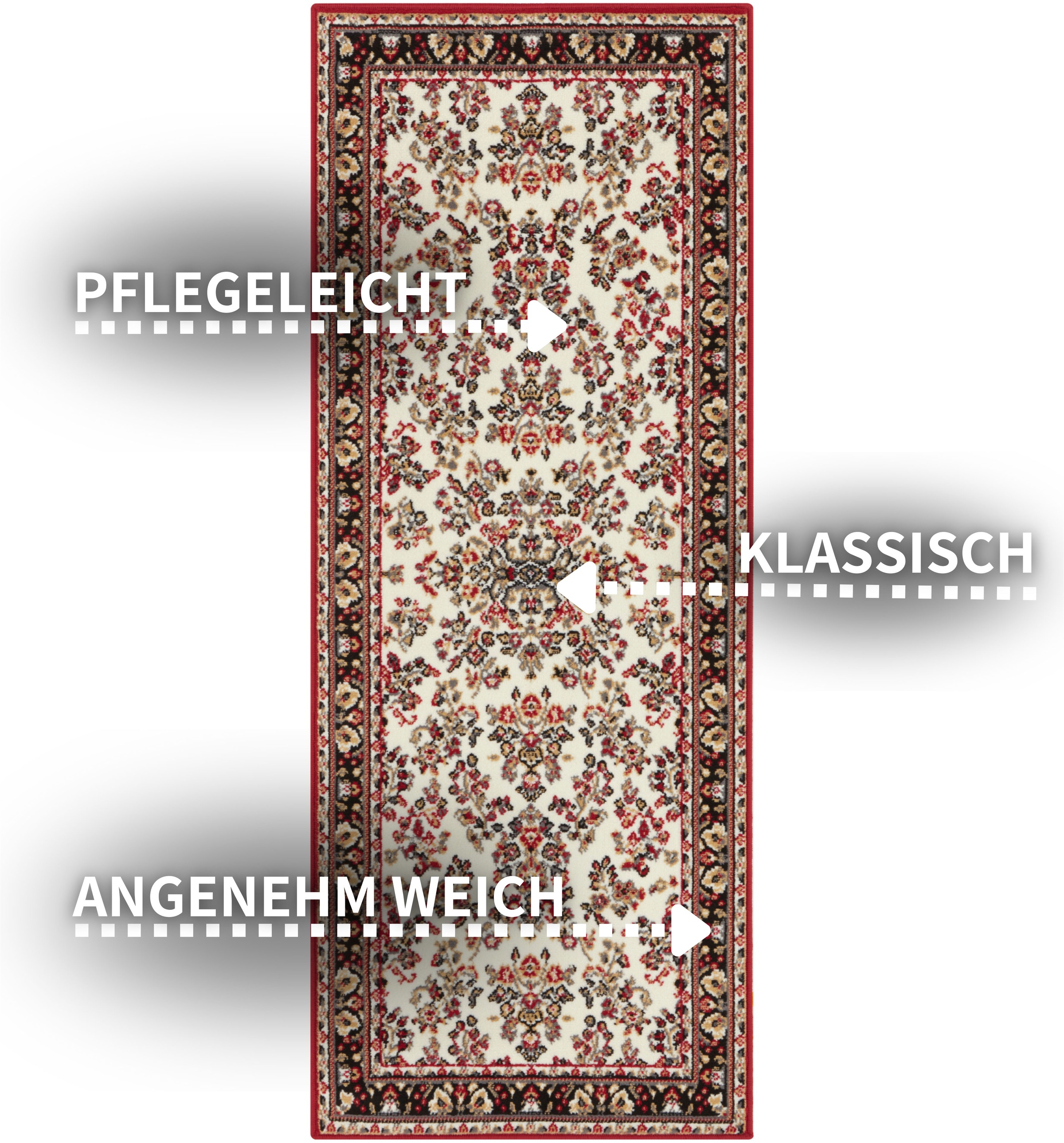 my home Teppich »Halton«, rechteckig, 8 mm Höhe, Kurzflor, Orient-Optik, mit Bordüre, Läufer, pflegeleicht, gekettelt