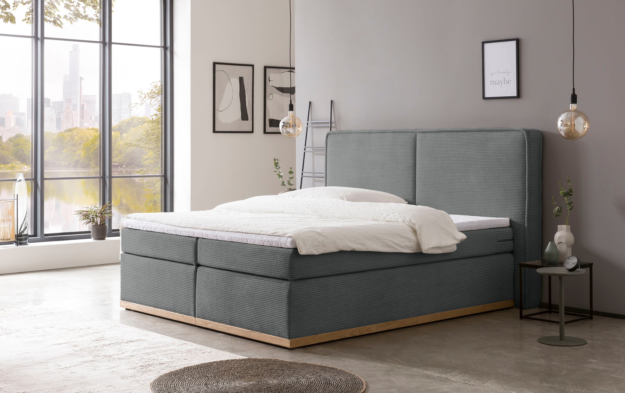 Home affaire Boxspringbett »SHERWOOD Cord Hotelbett, Polsterbett Premiumbett Boxbett«, (Bestseller Otto´s Choice Luxusbett in 4 Breiten), Hochwertiger Cord,weiche Velours-Struktur, mit premium Topper