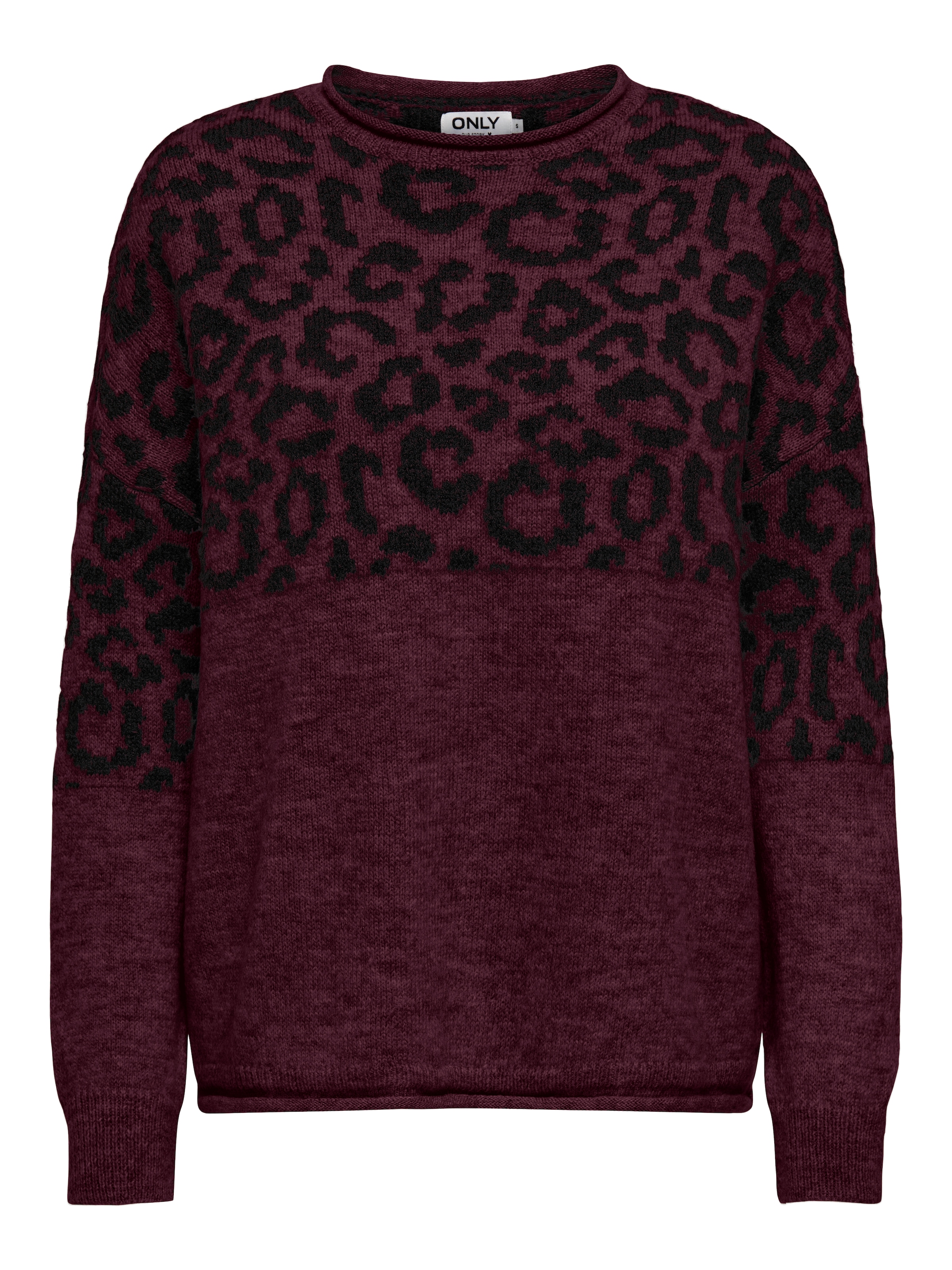 ONLY Rundhalspullover »ONLJADE ANIMAL LS O-NECK NOOS KNT«
