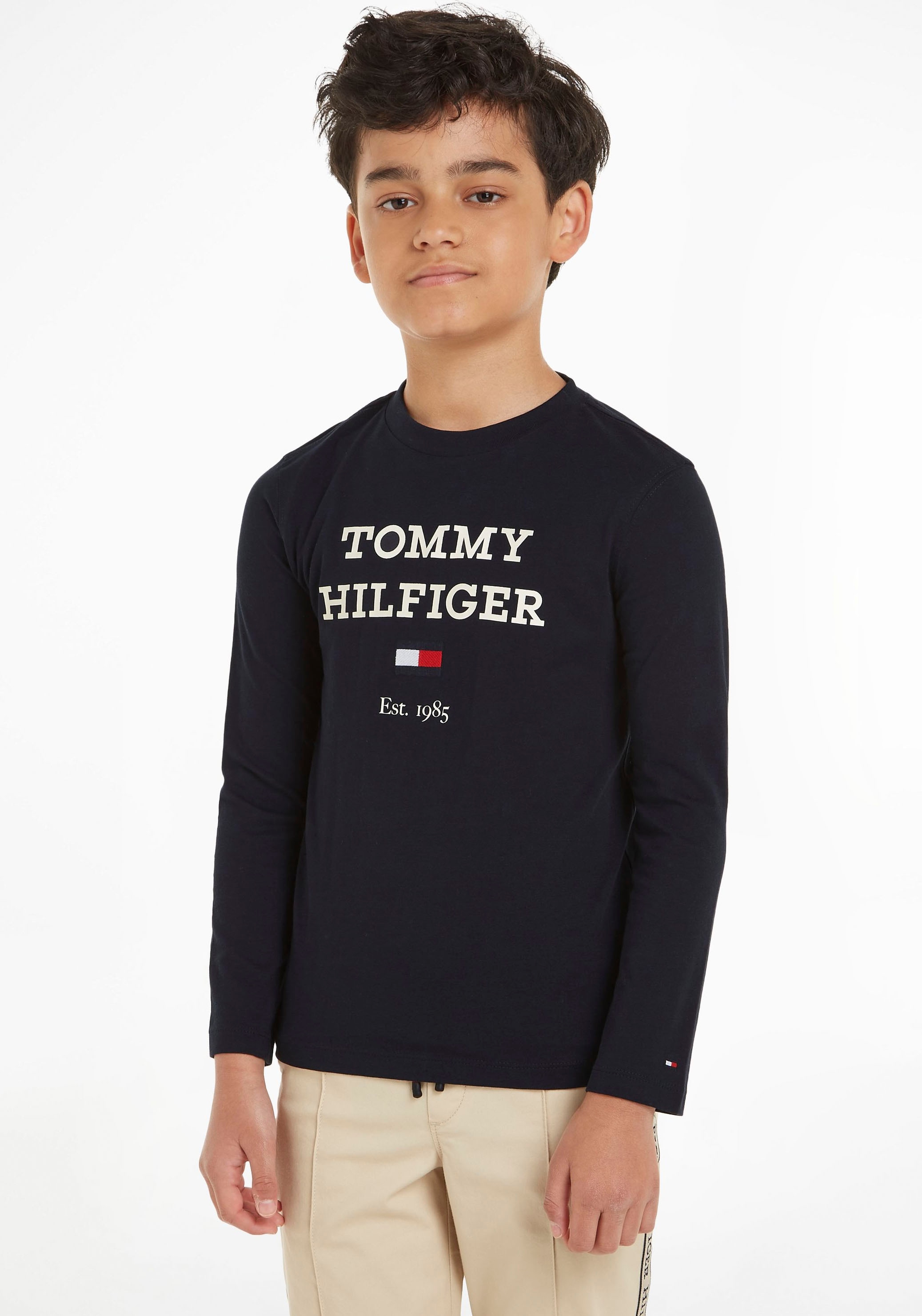 Tommy Hilfiger Langarmshirt »TH LOGO TEE L/S«, mit grossem Logo auf der Brust