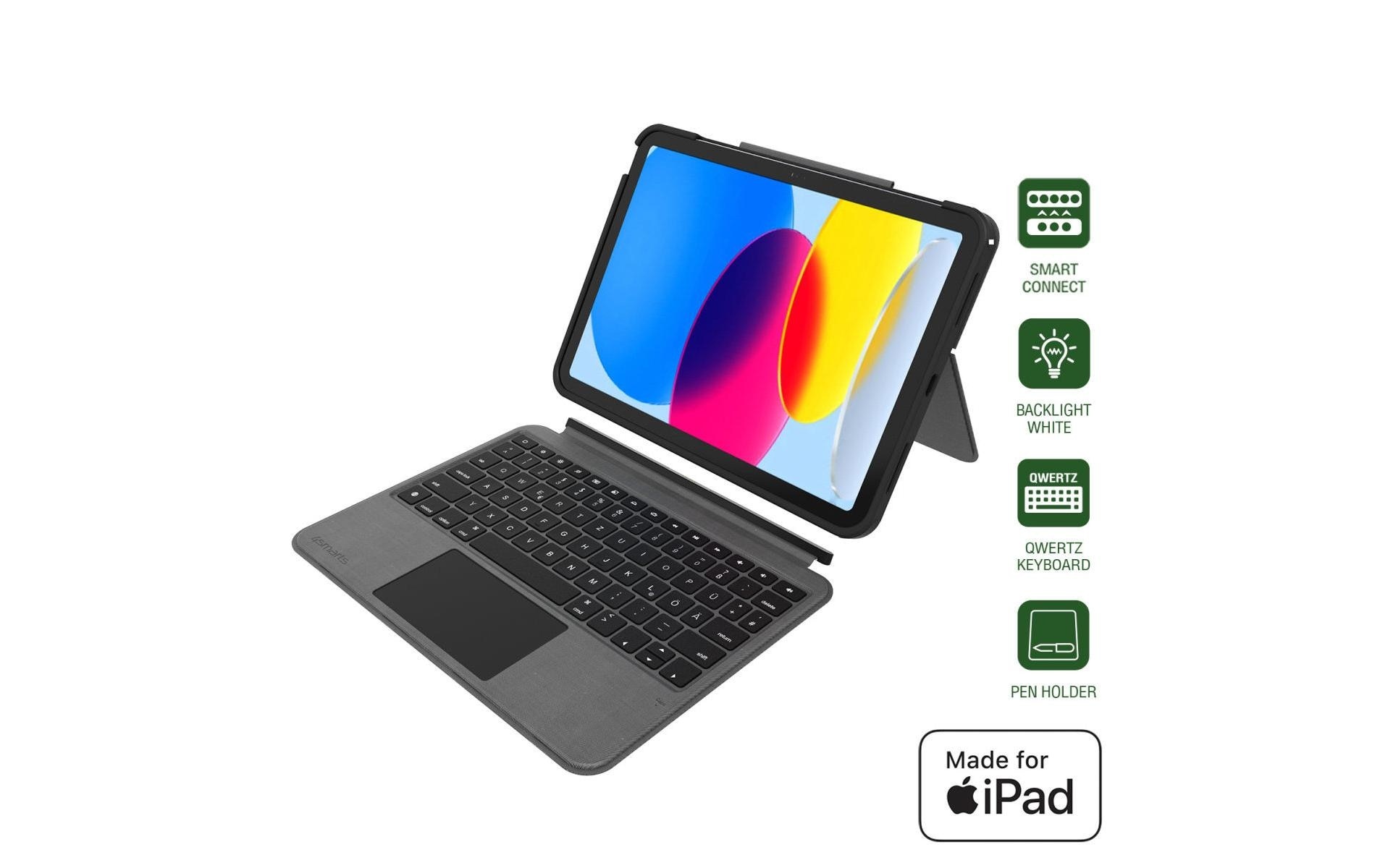 4smarts Tablet-Tastatur »Cover Solid Pro für iPad 10th Gen. CH«, (Touchpad)