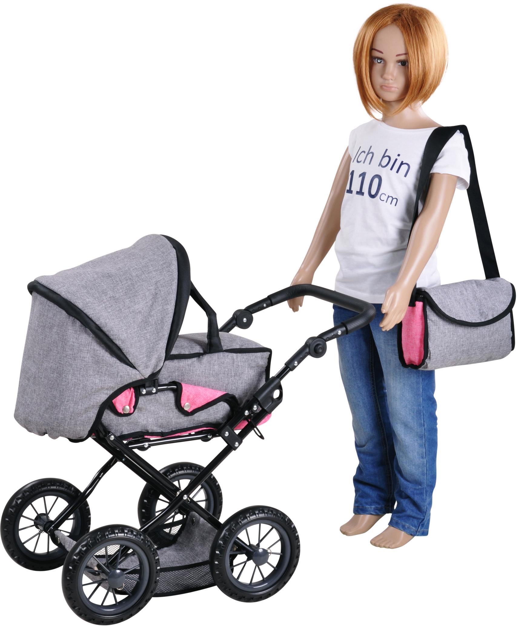 Knorrtoys® Kombi-Puppenwagen »Ruby - Jeans Grey«, mit Wickeltasche