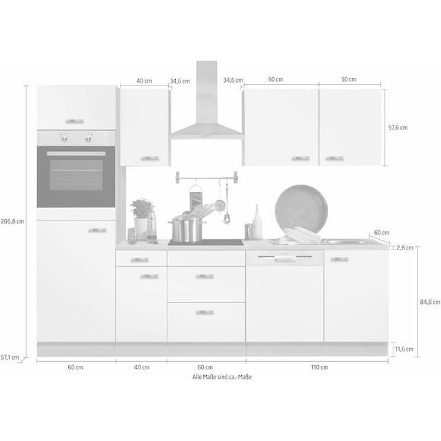 ❤ OPTIFIT Küchenzeile »Faro«, ohne E-Geräte, Breite 270 cm ordern im  Jelmoli-Online Shop