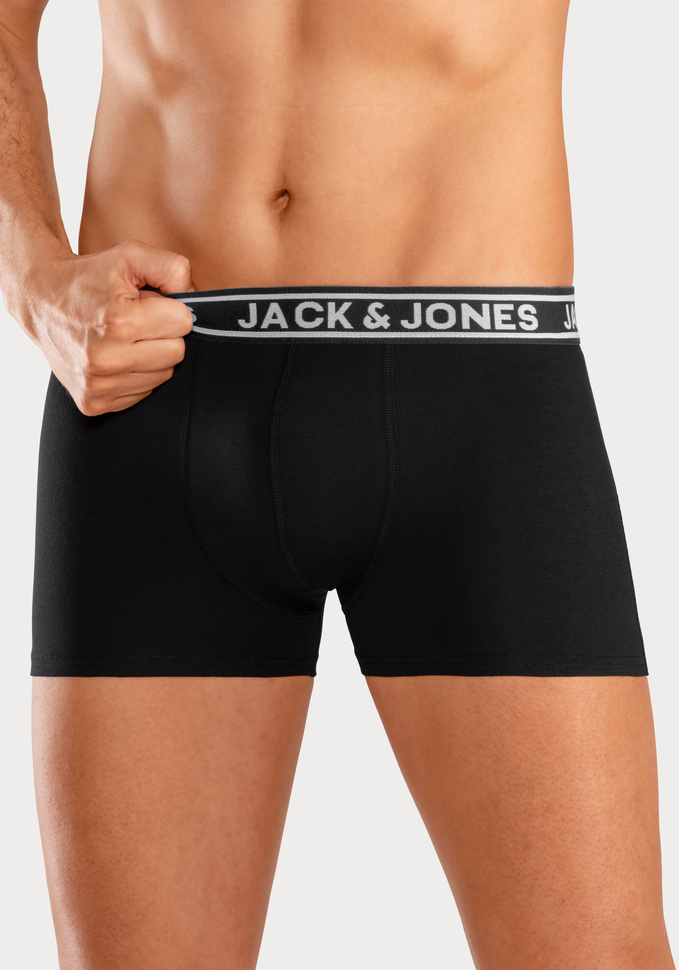 Jack & Jones Trunk »JACCRISP im 6er Pack mit Logobund und Stretchkomfort«, (Packung, 6 St.), unifarben mit Farbeinsatz, modisch, eng anliegend, Baumwollmischung