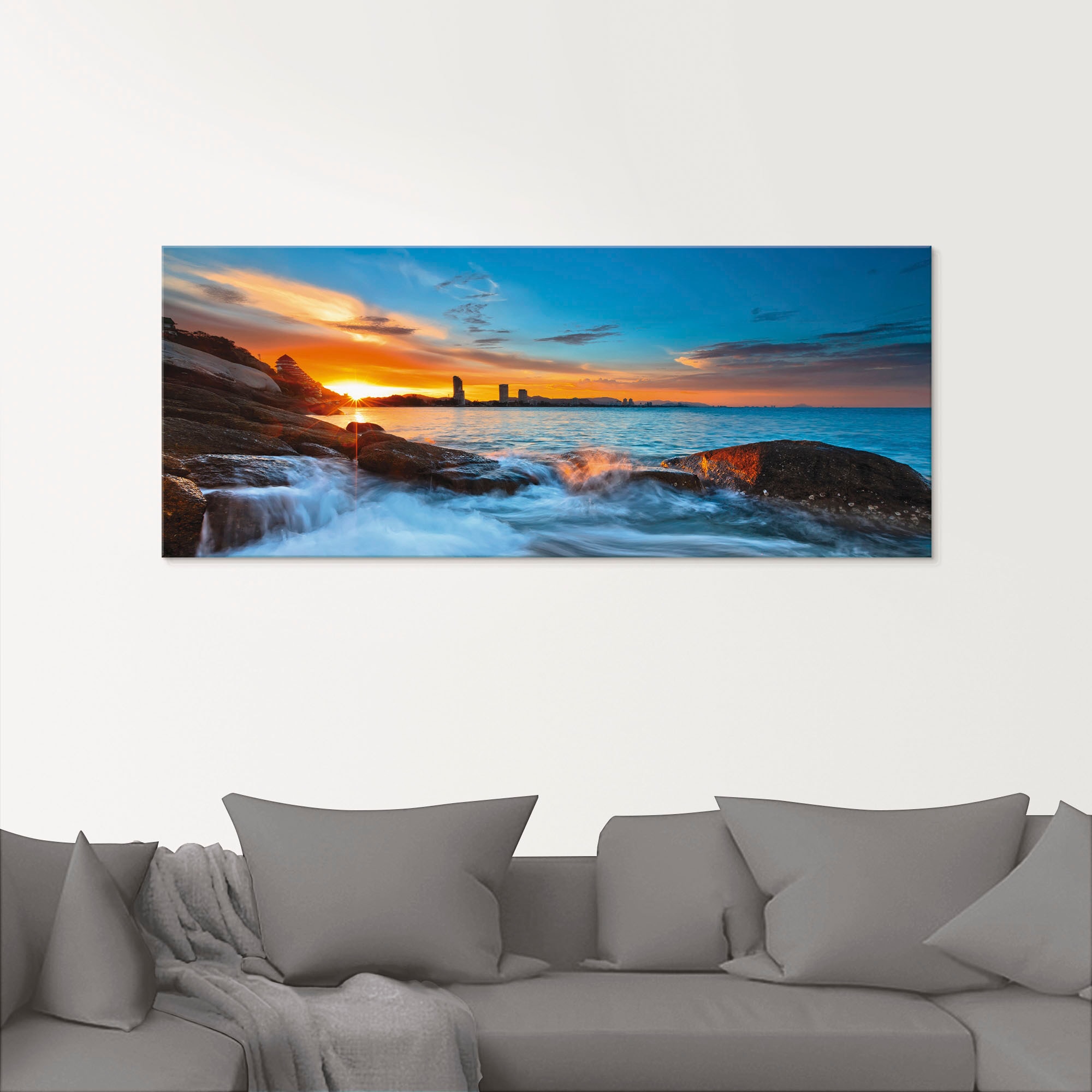 Artland Glasbild »Sonnenuntergangszeit am Hua-Hin Strand«, Gewässer, (1 St.), in verschiedenen Grössen