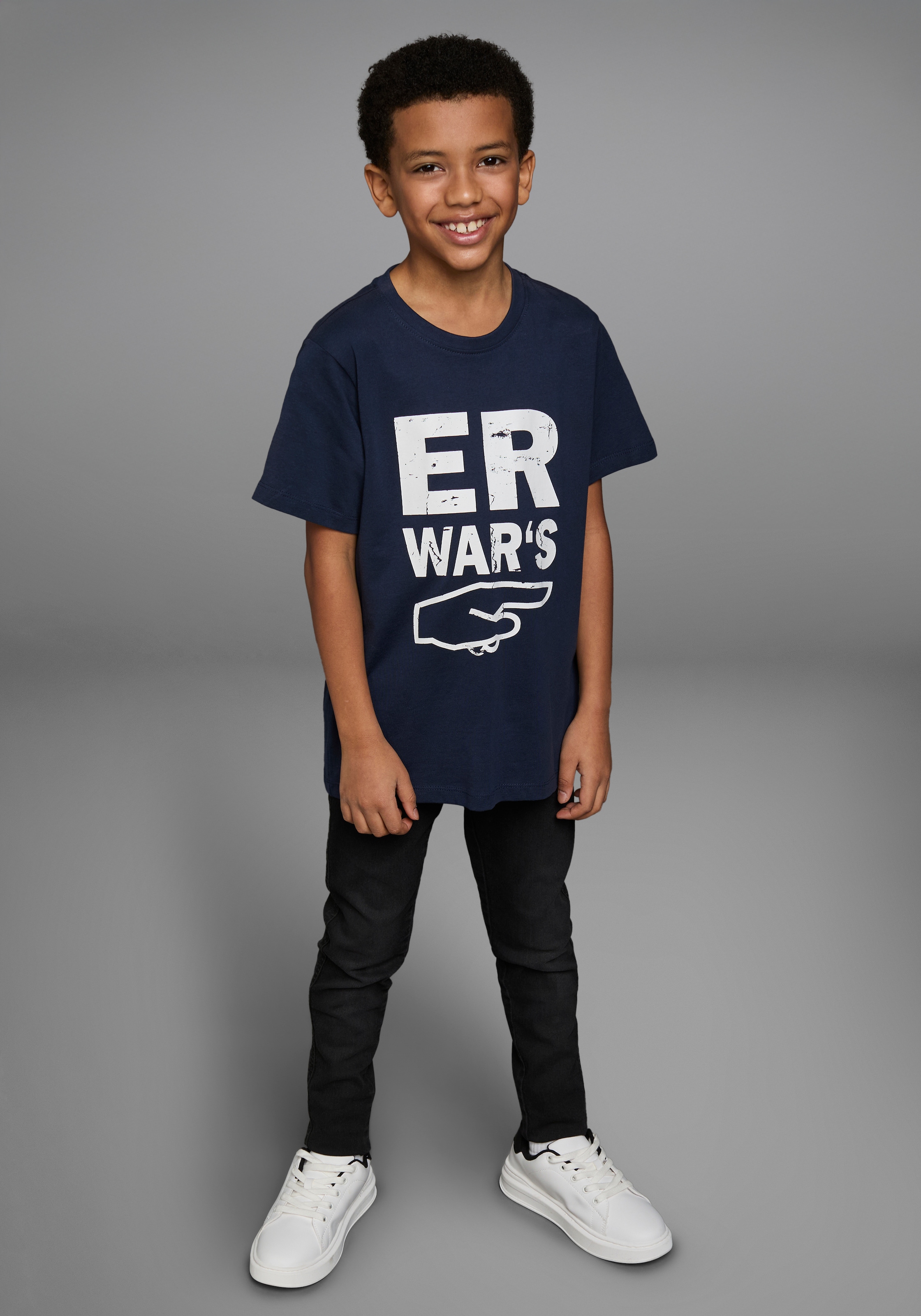 KIDSWORLD T-Shirt »ER WAR`S«, Kurzarm, mit Rundhalsausschnitt, mit Aufdruck, aus Baumwolle