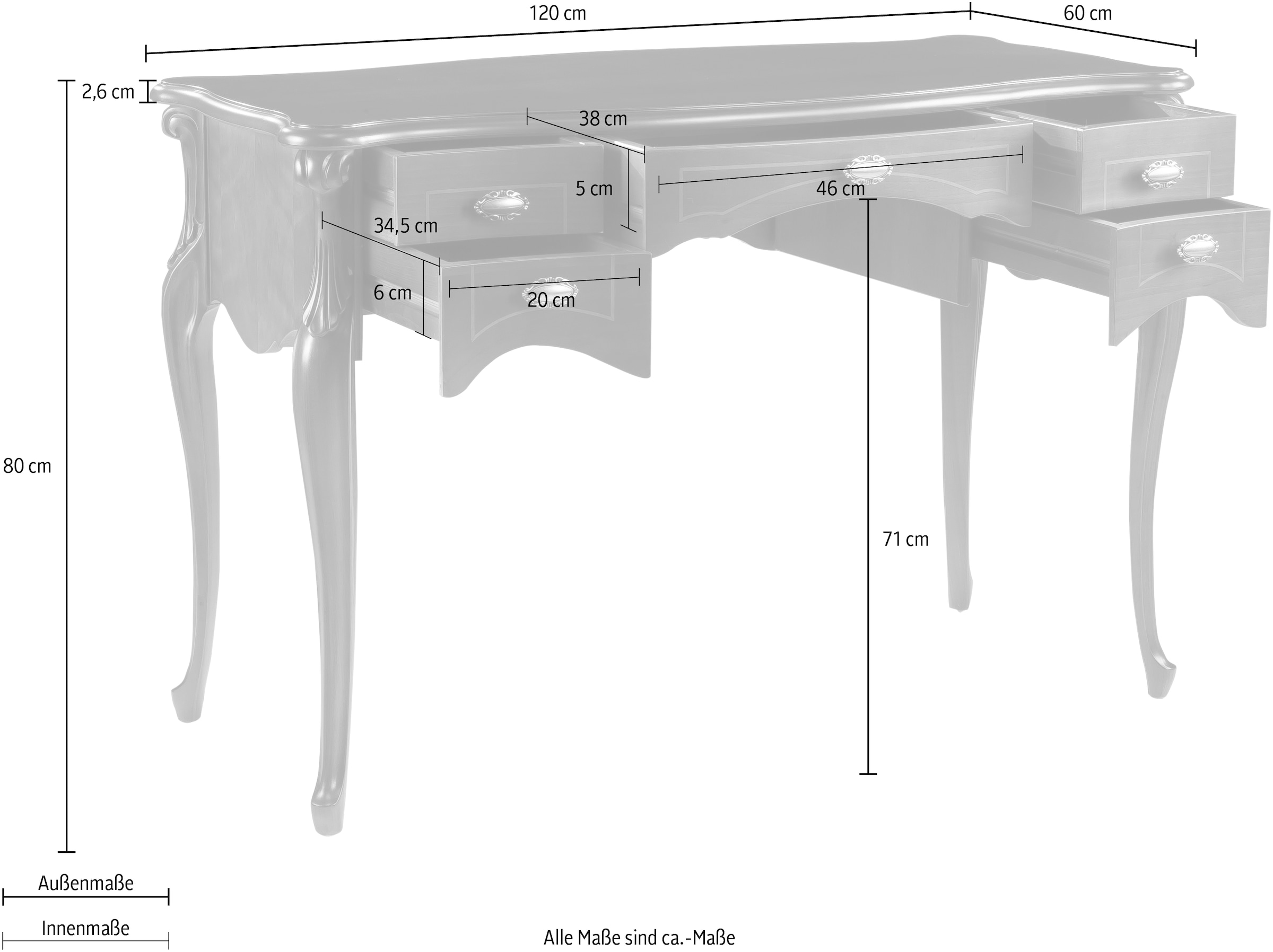 Home affaire Schreibtisch »Regina«, Breite 120 cm