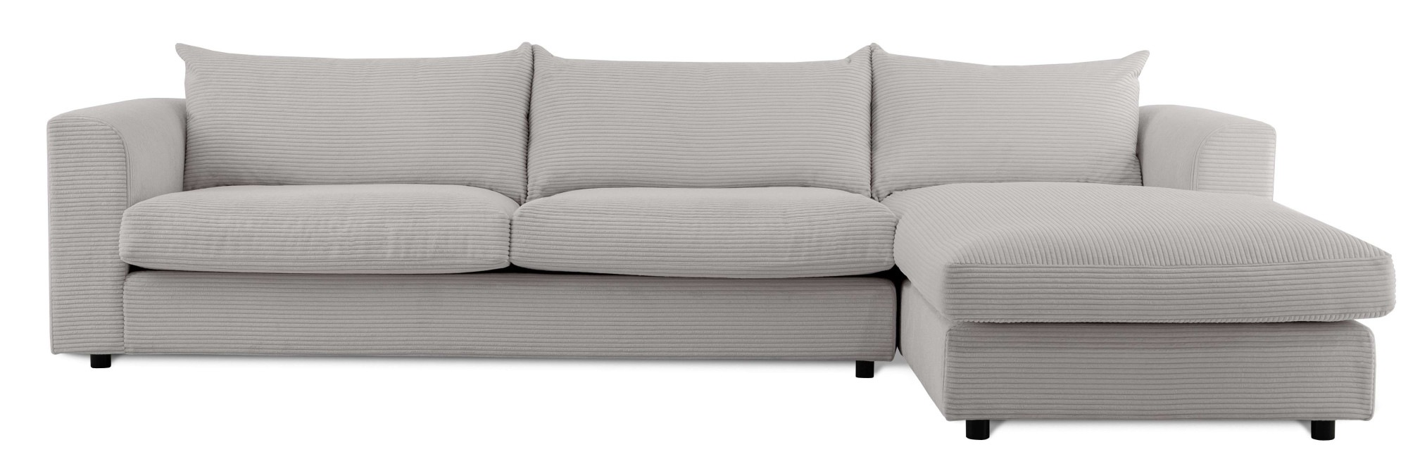LeGer Home by Lena Gercke Ecksofa »Avelina«, (2 St.), Breite 297 cm, in Cord- und Chenille- Stoff, Rückenkissen mit Federn