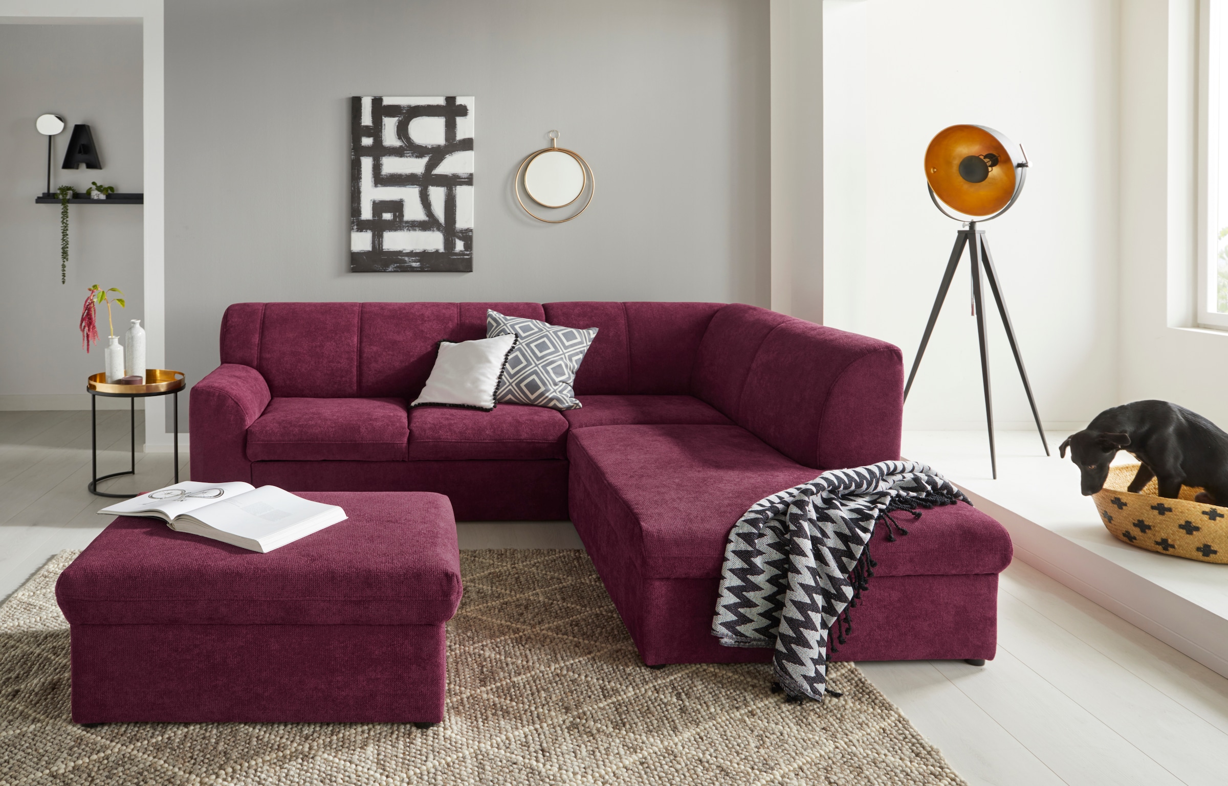 DOMO collection Ecksofa »Topper zeitlos elegant, kompakte Stellmasse, OTTOs Choice, L-Form«, mit Ottomane, wahlweise mit Schlaffunktion