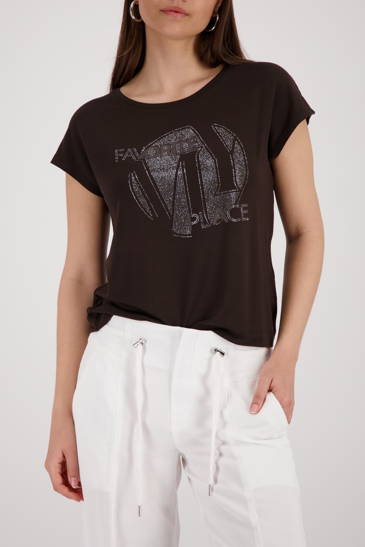 Monari T-Shirt "Shirt Schmuck" Regular fit mit Strasssteinen