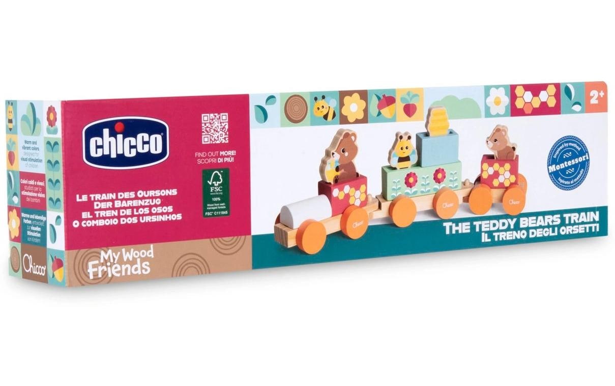 Chicco Spielzeug-Zug »My Wood Friends – Teddys Zug«, Holzart: Kiefer, Schima