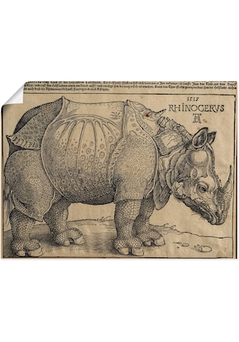 Kunstdruck »Nashorn. 1515. Für König Emanuel.«, Wildtiere, (1 St.)